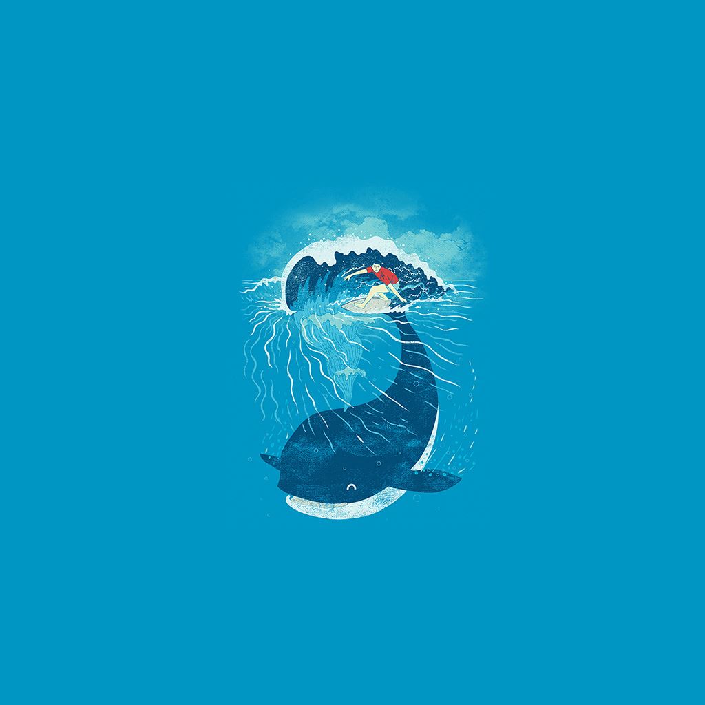 Whale Wave Animal Illust Art Sea iPad Wallpaper Free Download