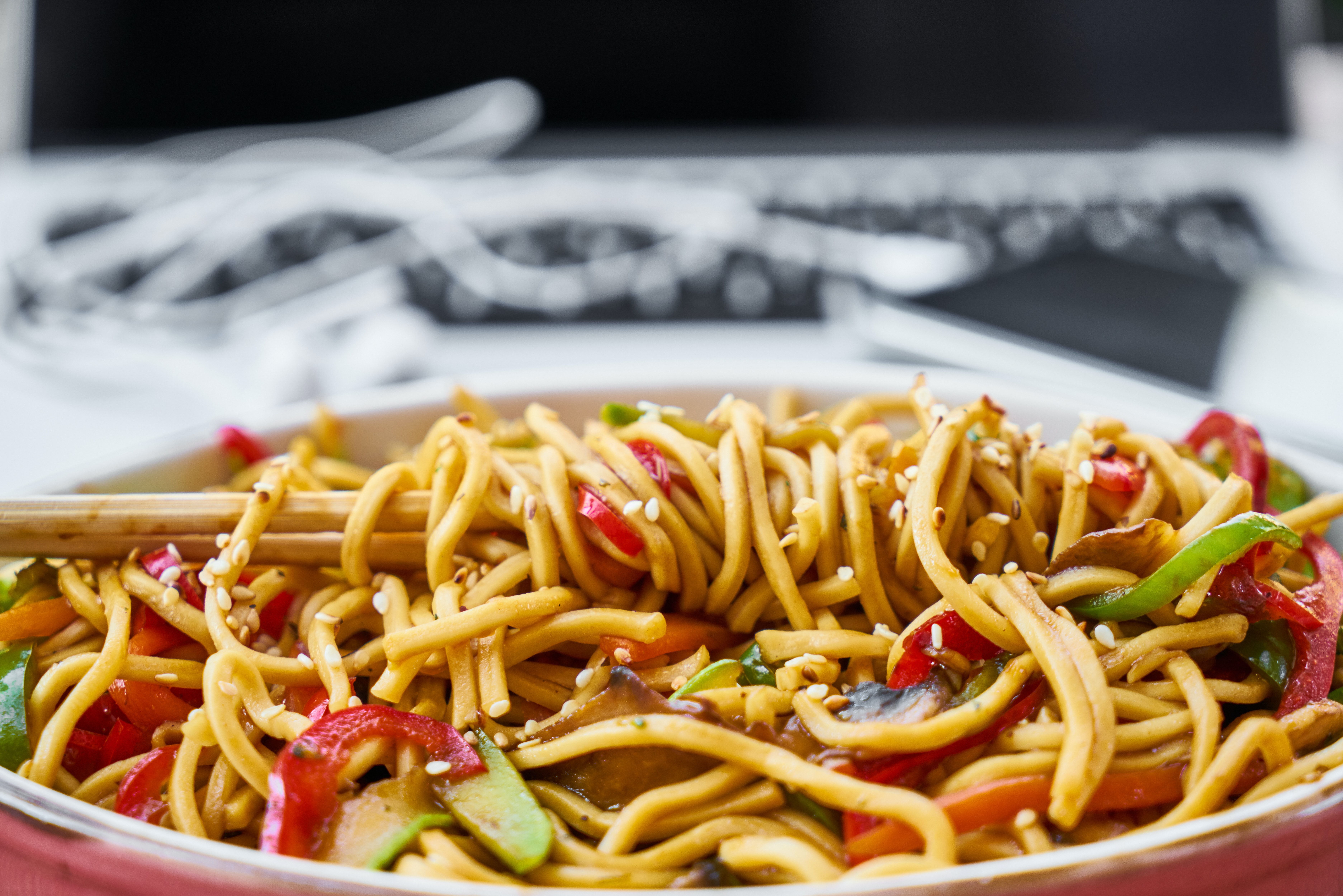 Stir Fry Noodles In Bowl - Free Stock Photo.