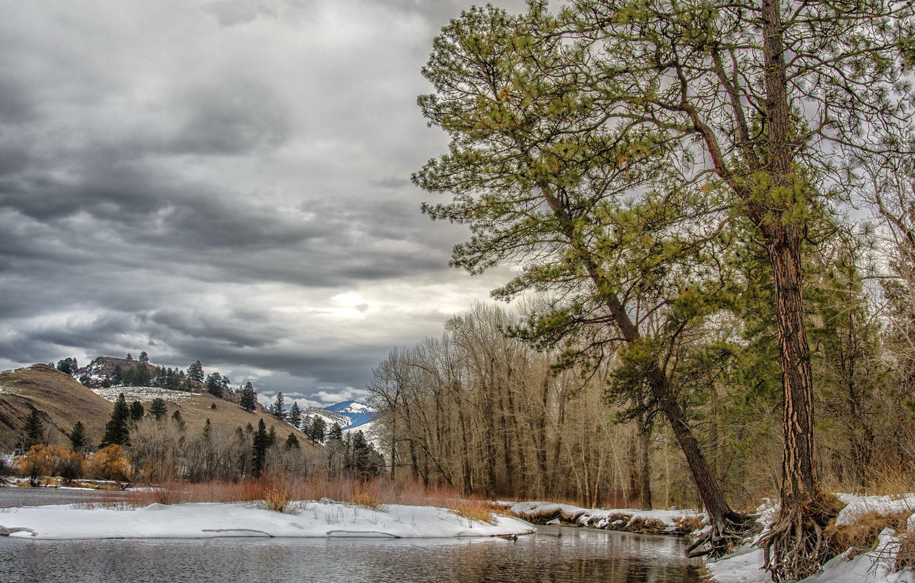 Wallpaper winter, river, Montana, Missoula image for desktop, section природа