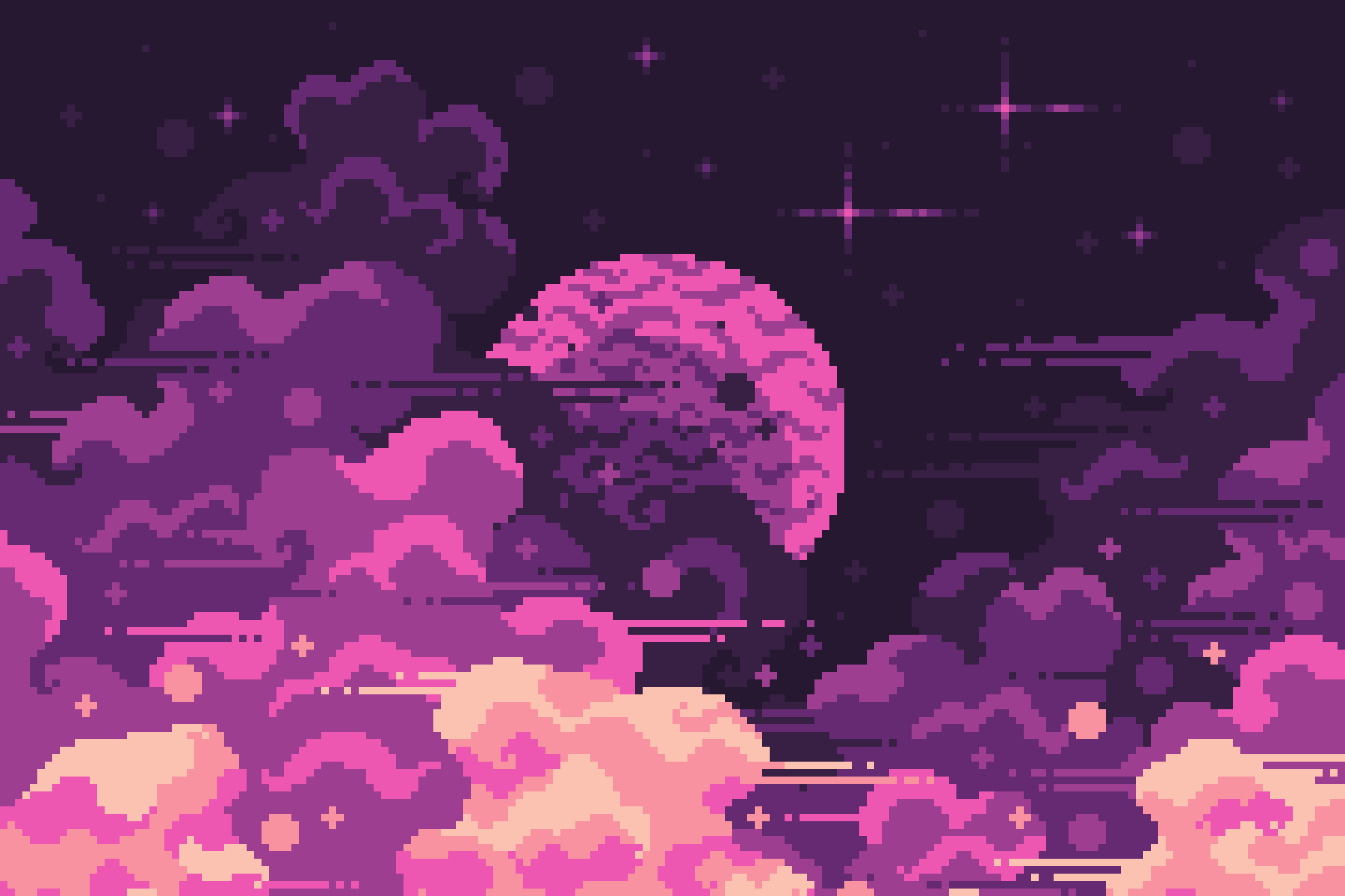 Digital Art Pixel Art Pixelated Pixels Space Clouds Stars Planet Space Clouds Wallpaper:2880x1920