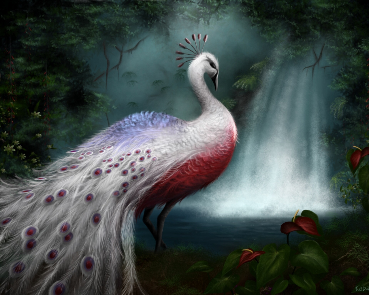 Desktop Wallpaper Peacock Painting, HD Image, Picture, Background, Rasdkd