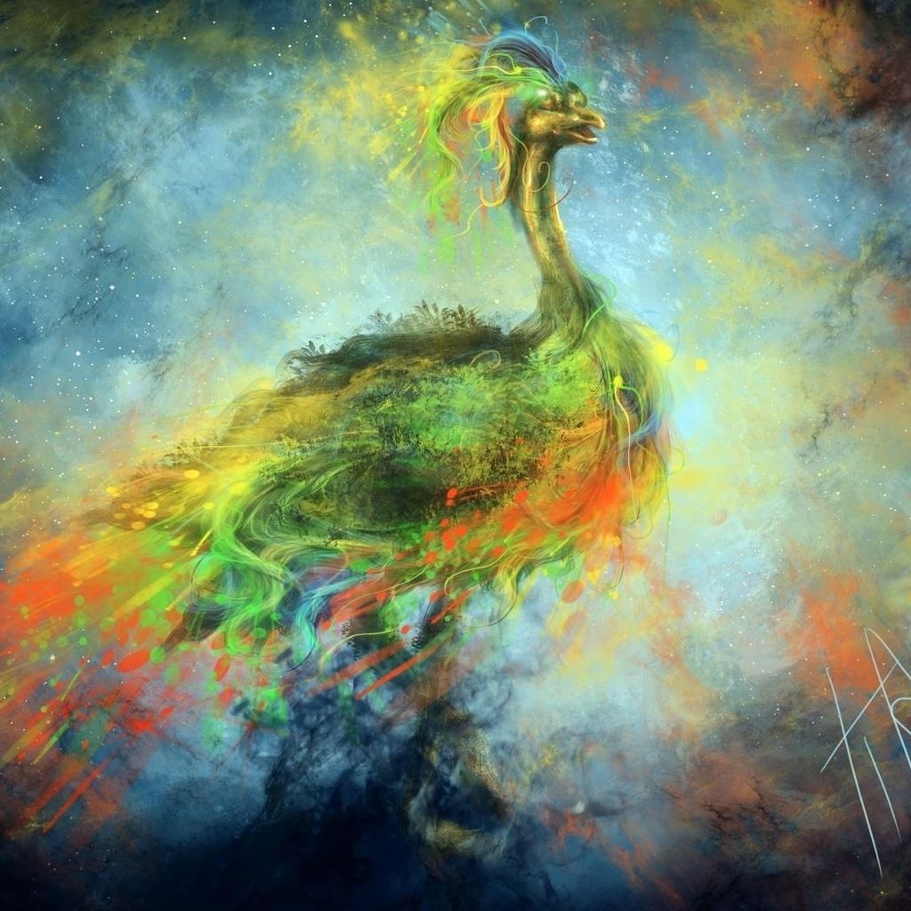 Peacock Art Painting iPad Wallpaper Free Download