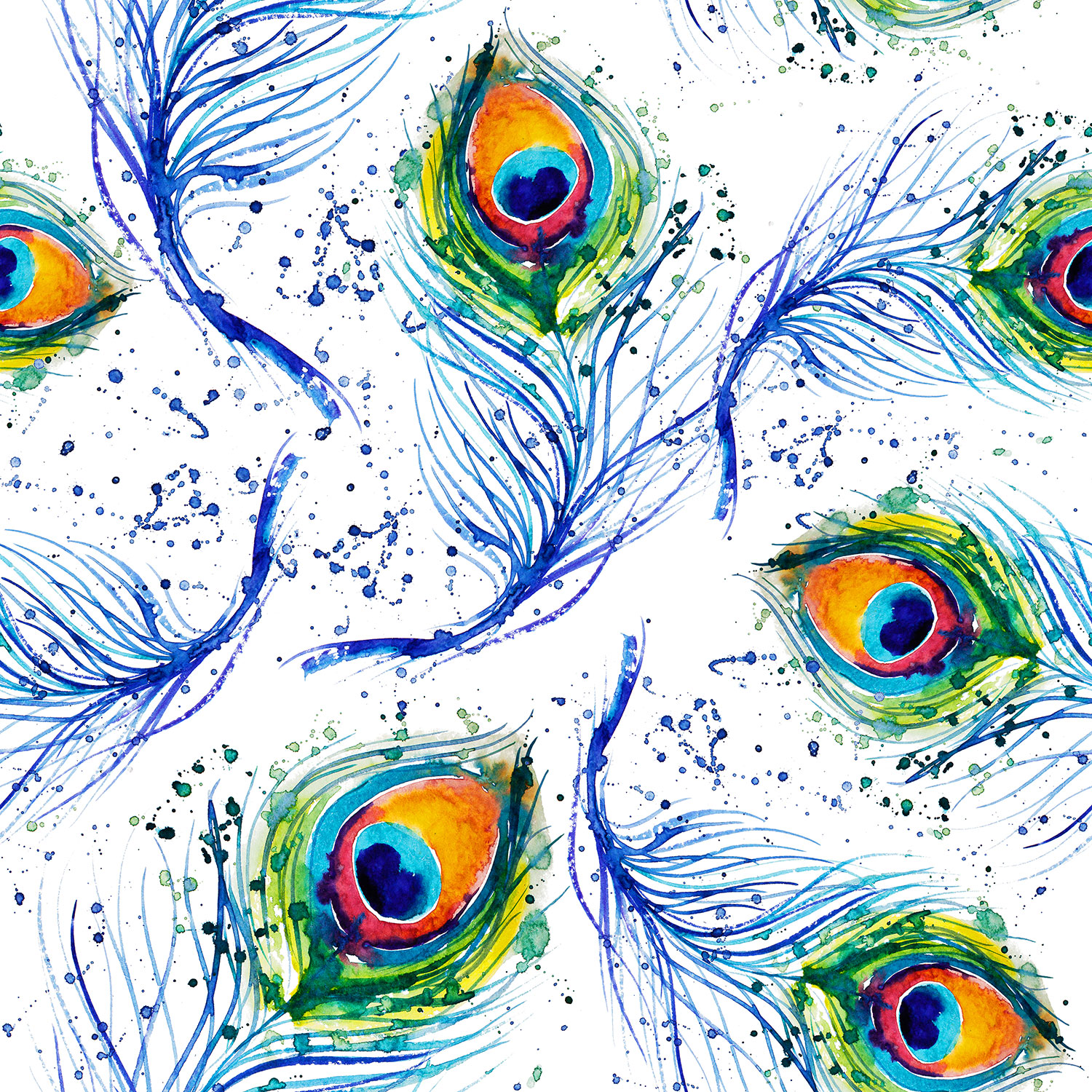 Painted Peacock Feathers HD Wallpaper