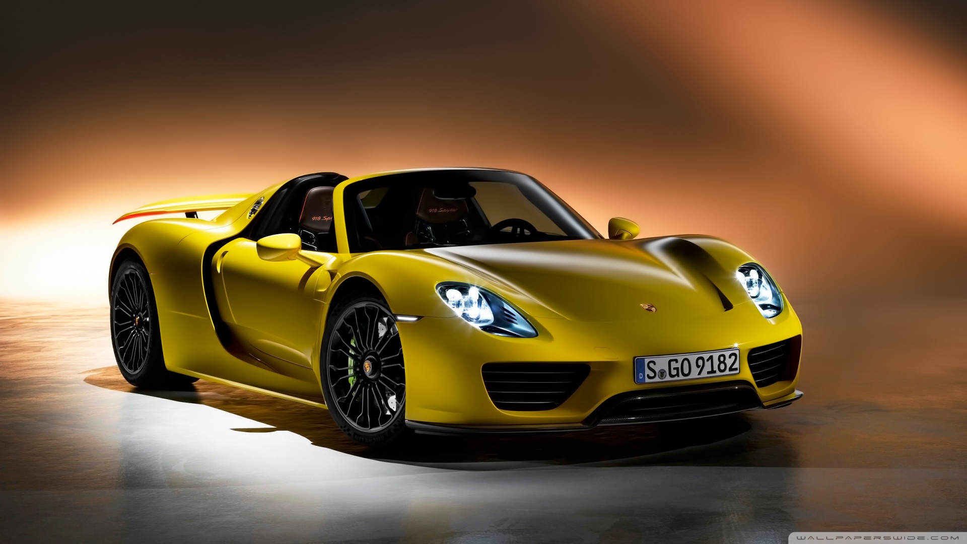Yellow Porsche 918 Spyder HD Wallpaper