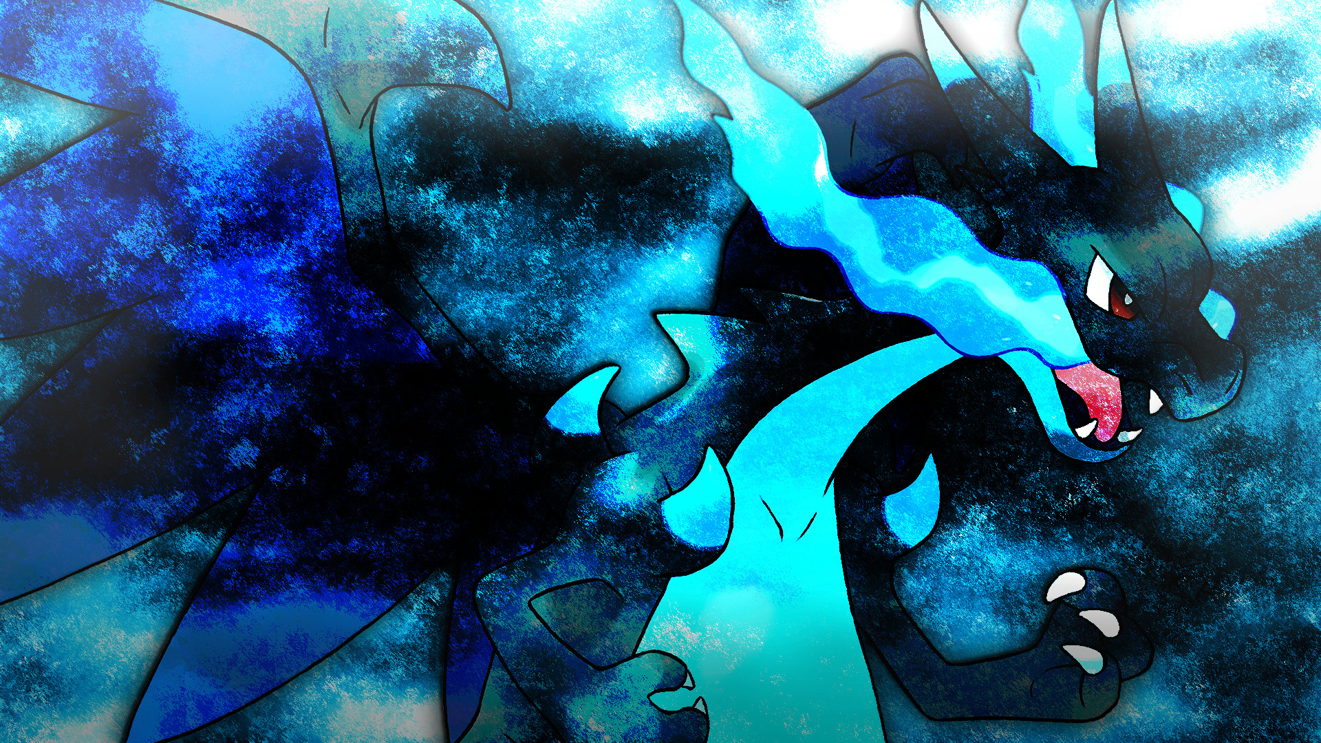pokemon charizard wallpaper, blue, graphic design, cg artwork, illustration, art, fictional character, graphics, electric blue, animation, visual arts