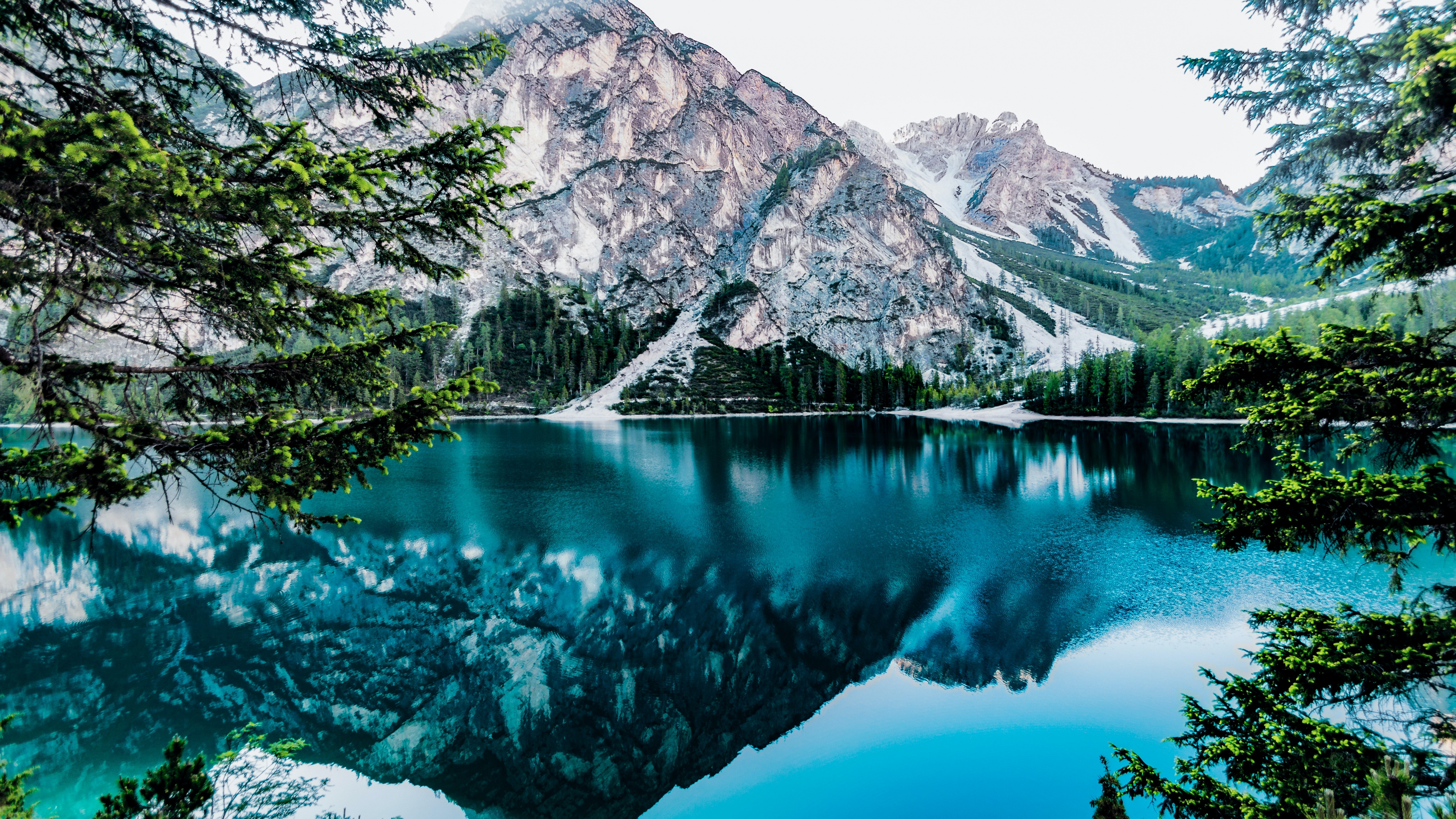 Mountain lake Wallpaper 4K, Reflection, Blue Water, Landscape, Scenery, 5K, Nature
