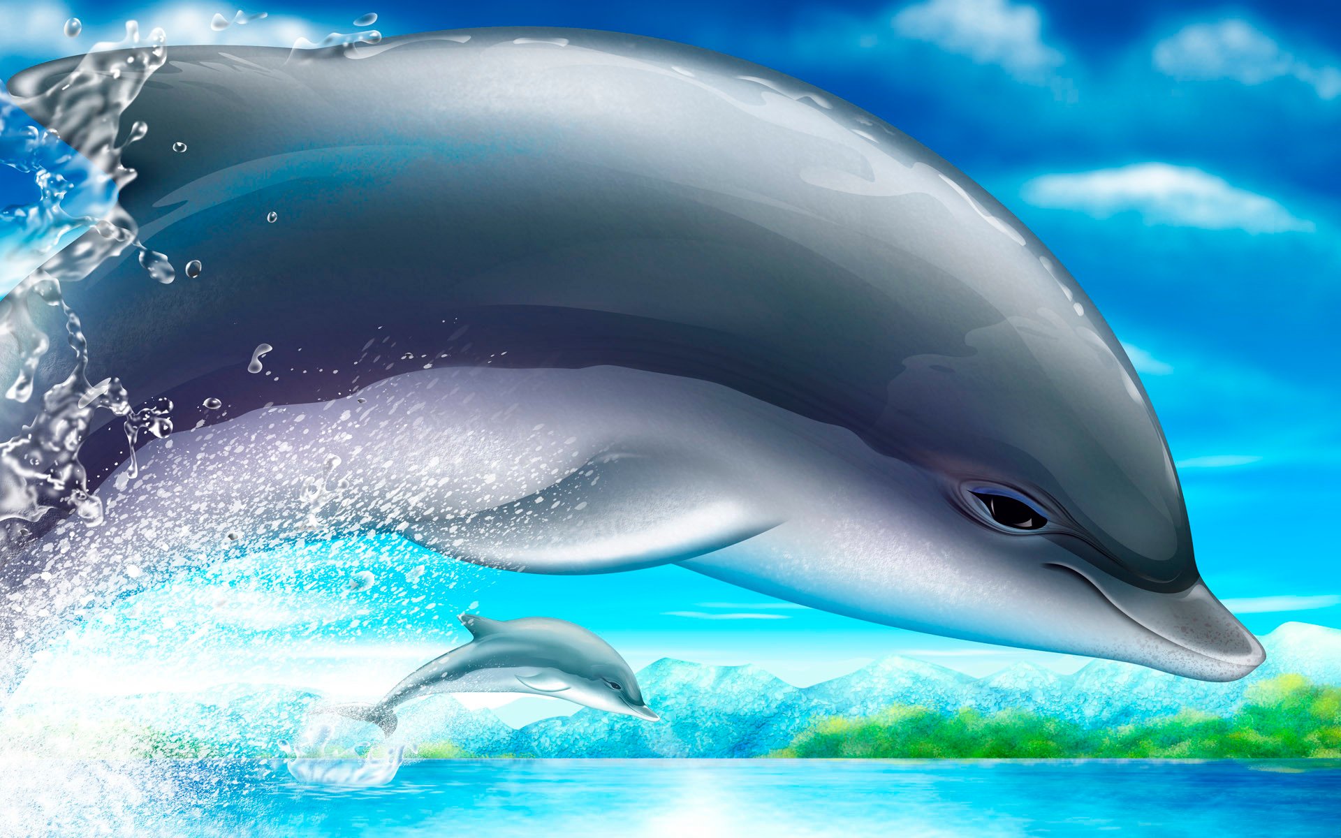 Animated Dolphin Wallpaper, Wallpaper, Animated Dolphin Of Animals With Scenery