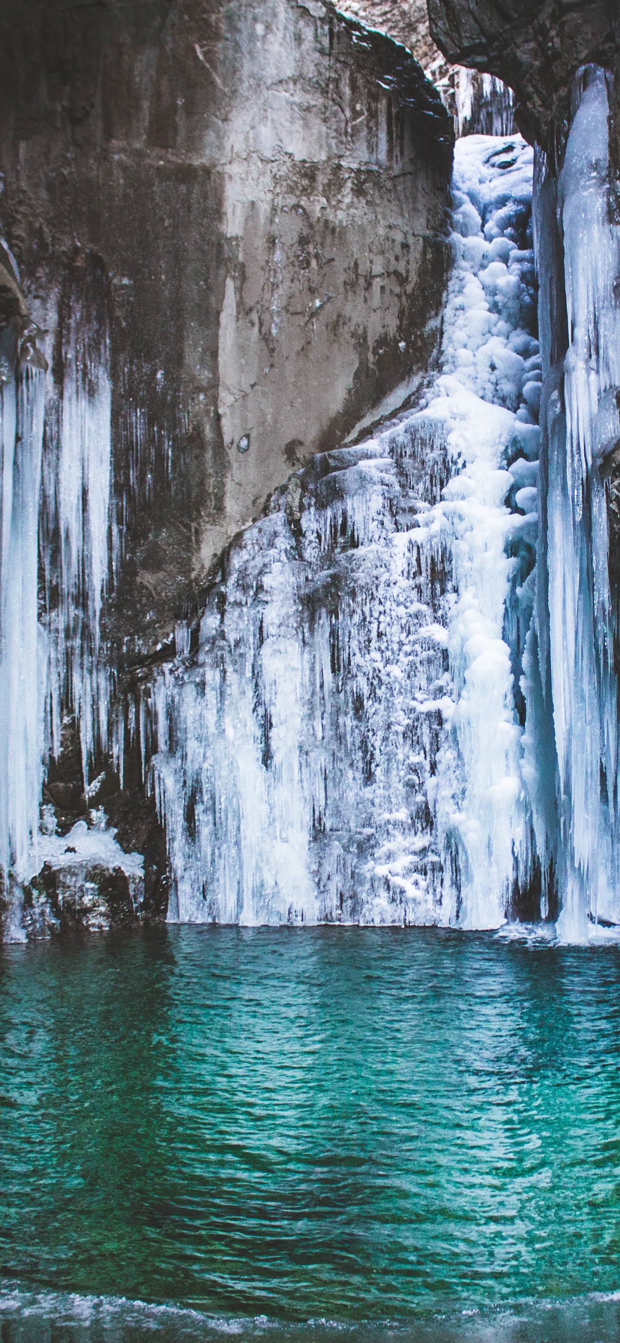 Frozen Waterfall, Ice, Snow, Pond 1242x2688 IPhone 11 Pro XS Max Wallpaper, Background, Picture, Image