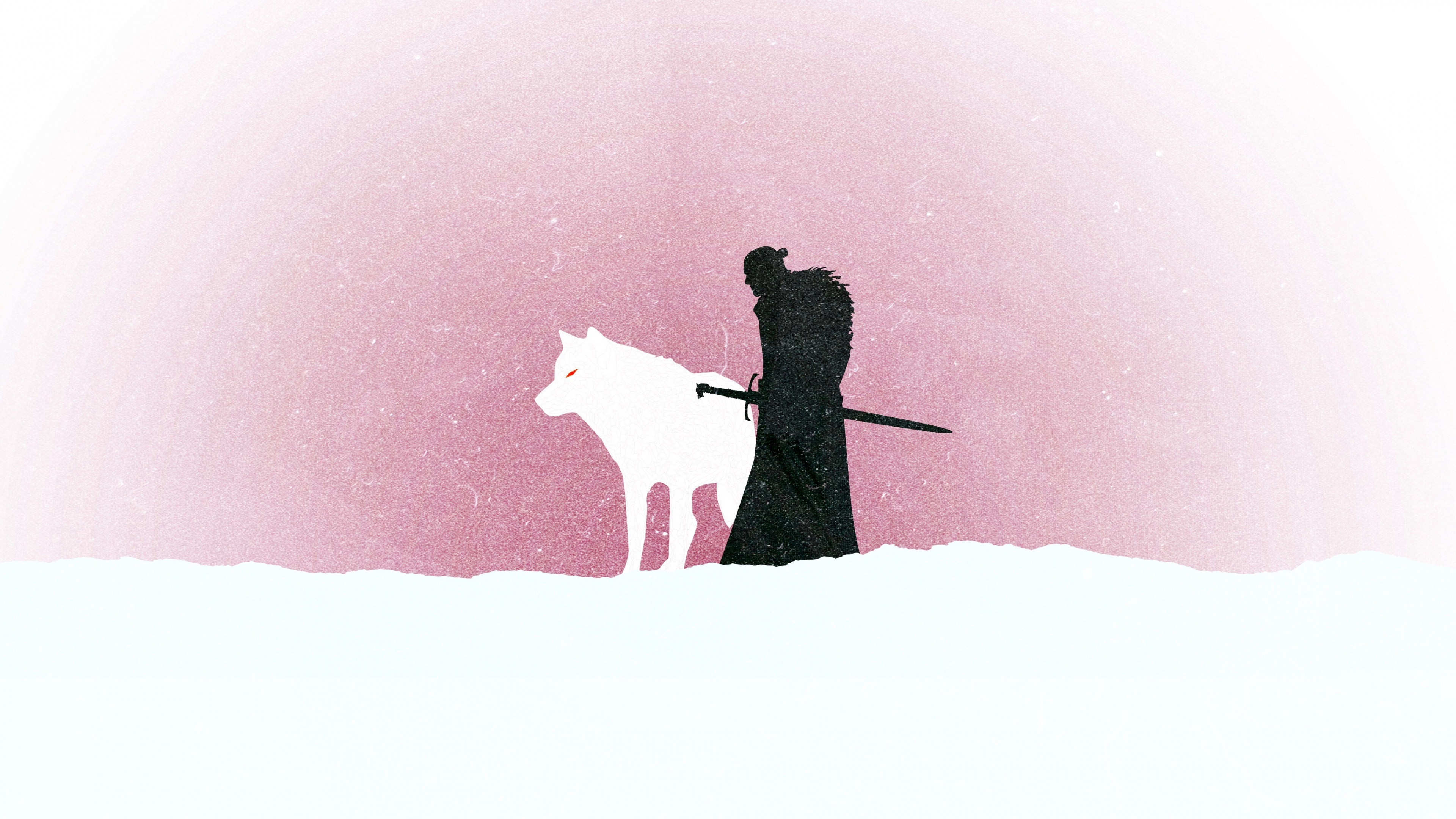 Download 3840x2160 jon snow, wolf, game of thrones, tv series, minimal 4k wallpaper, uhd wallpaper, 16:9 widescreen wallpaper, 3840x2160 HD image, background, 112