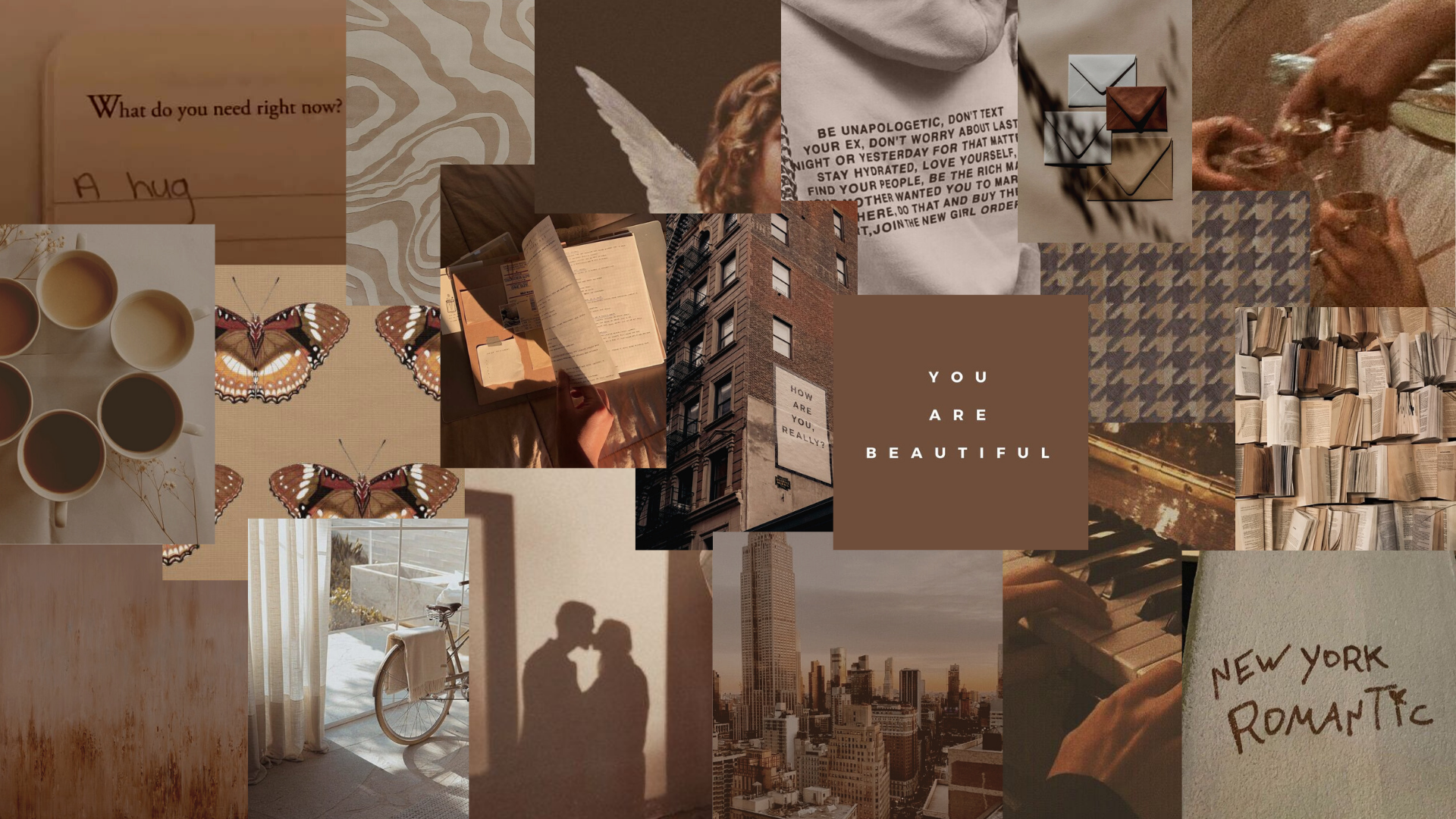 aesthetic neutral collages brown and cream nyc beautiful. Wallpaper notebook, Aesthetic desktop wallpaper, Desktop wallpaper art