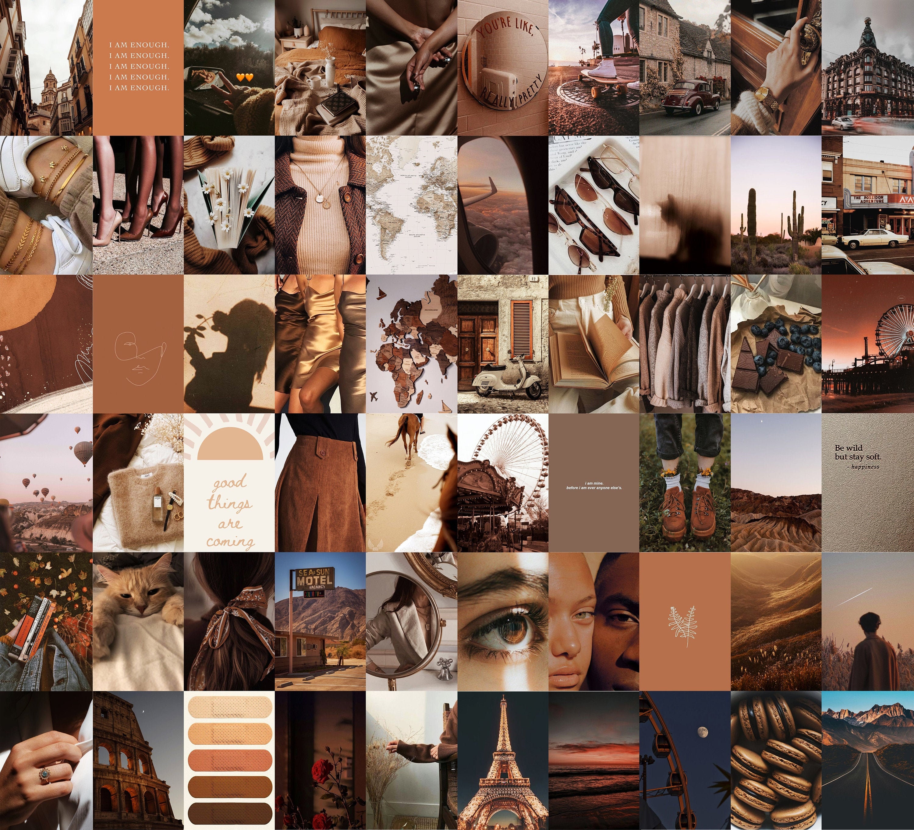Chocolate Brown Wall Collage Kit digital Download Brown