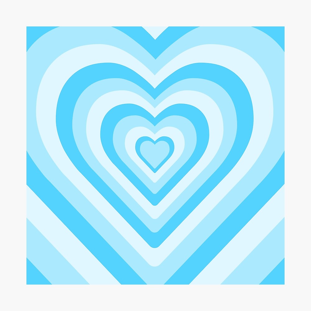 Aesthetic Blue Heart Pattern Poster