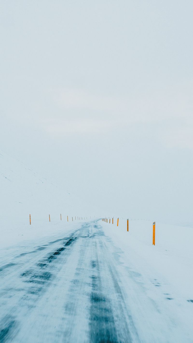 Download Wallpaper 800x1420 Winter, Road, Snow, Minimalism, White Iphone Se 5s 5c 5 For Parallax HD Background