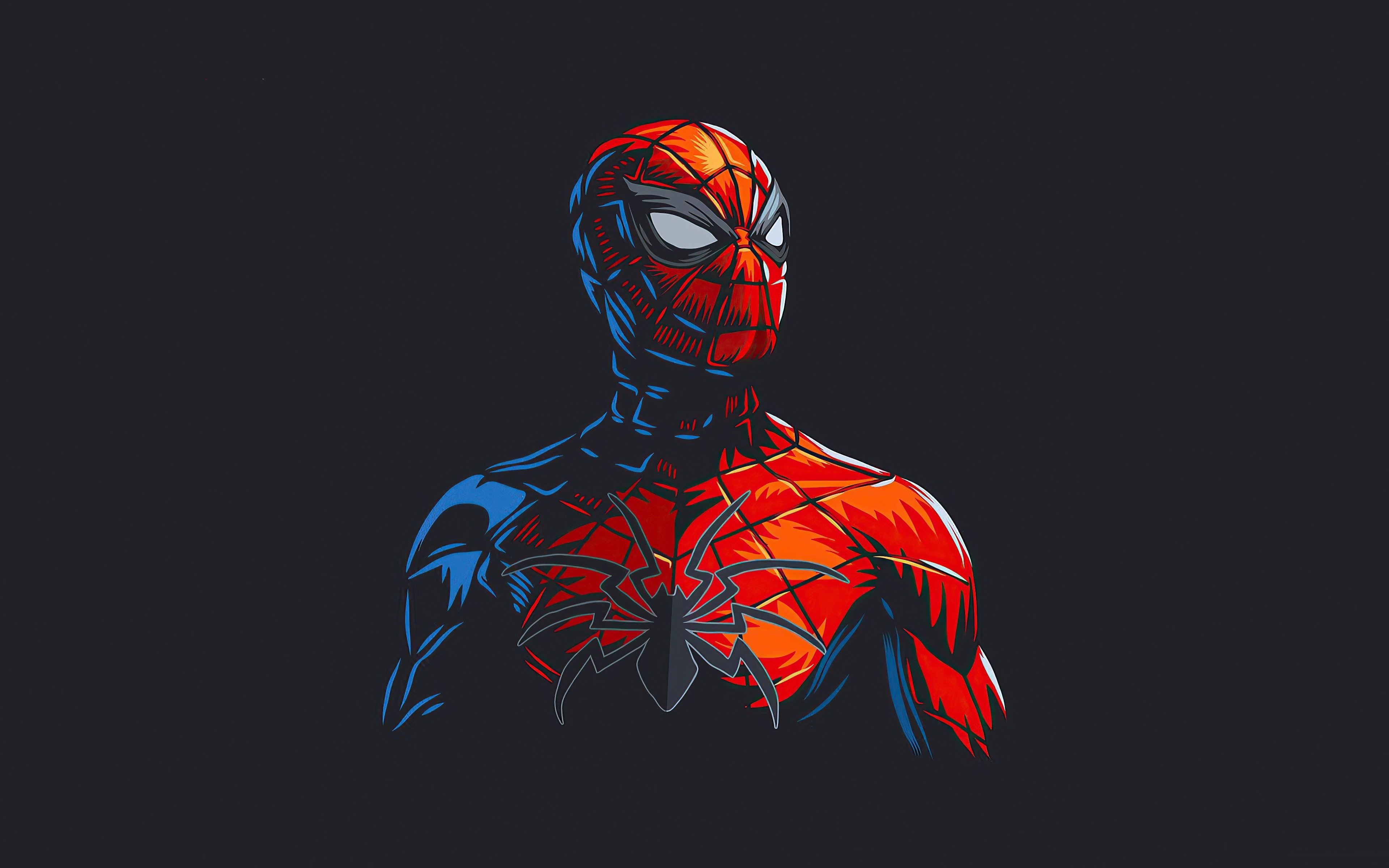 Desktop Wallpaper Spider Man, Red Suit, Minimal, HD Image, Picture, Background, 898bbb
