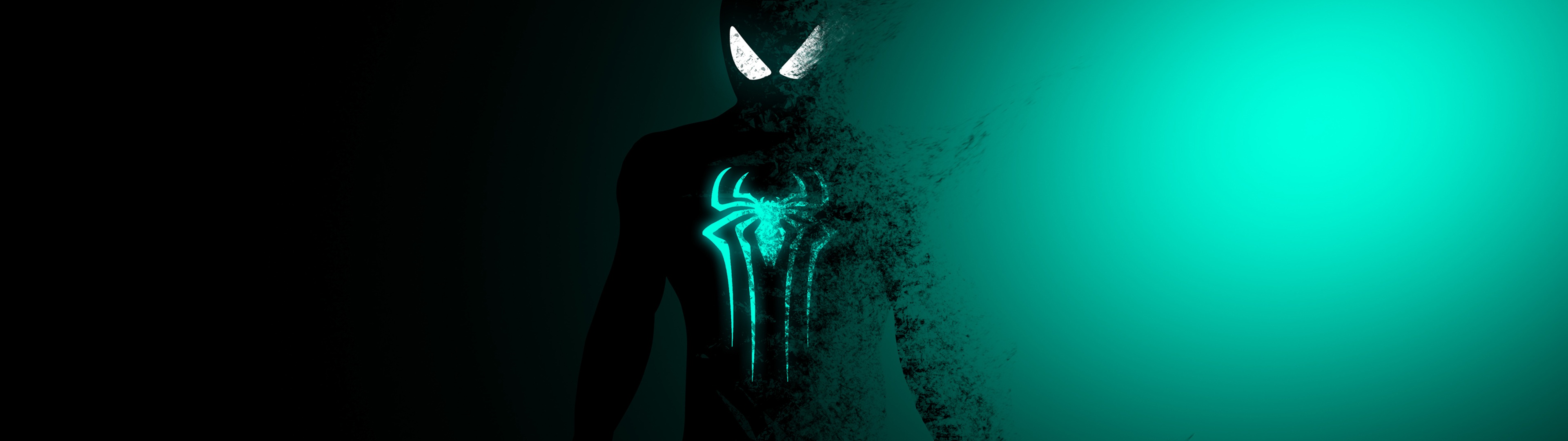 Spider Man Wallpaper 4K, Dark, Cyan, Minimal, Marvel Superheroes, Graphics CGI