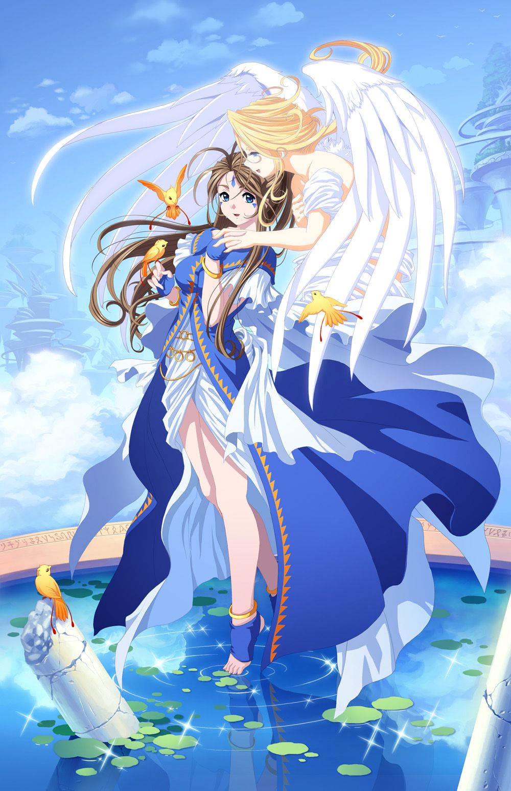 Belldandy and Holy Bell, from Oh! My Goddess. how i feel right now!. Awesome anime, Anime fantasy, Ah my goddess