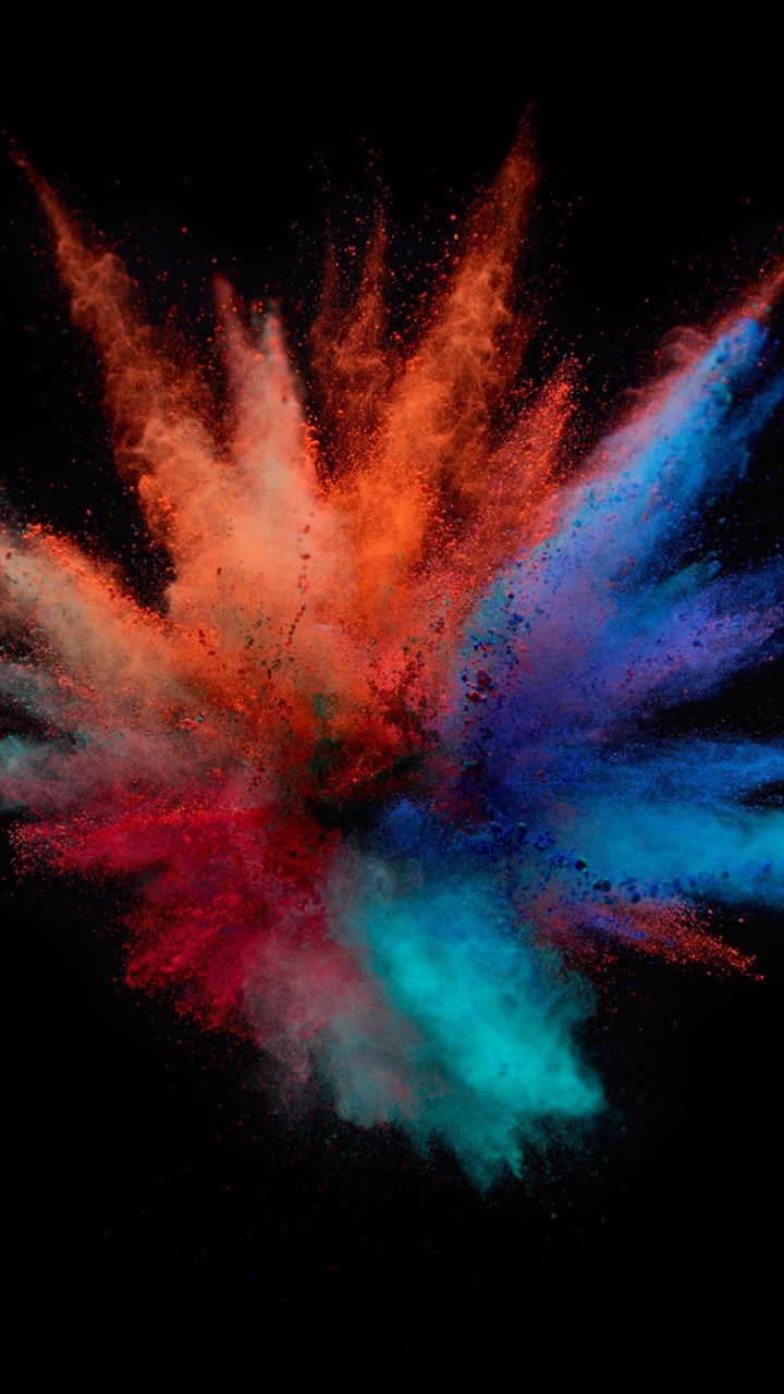 Color powder, explosion, colorful wallpaper. Dark background, Blue colour wallpaper, Paint explosion