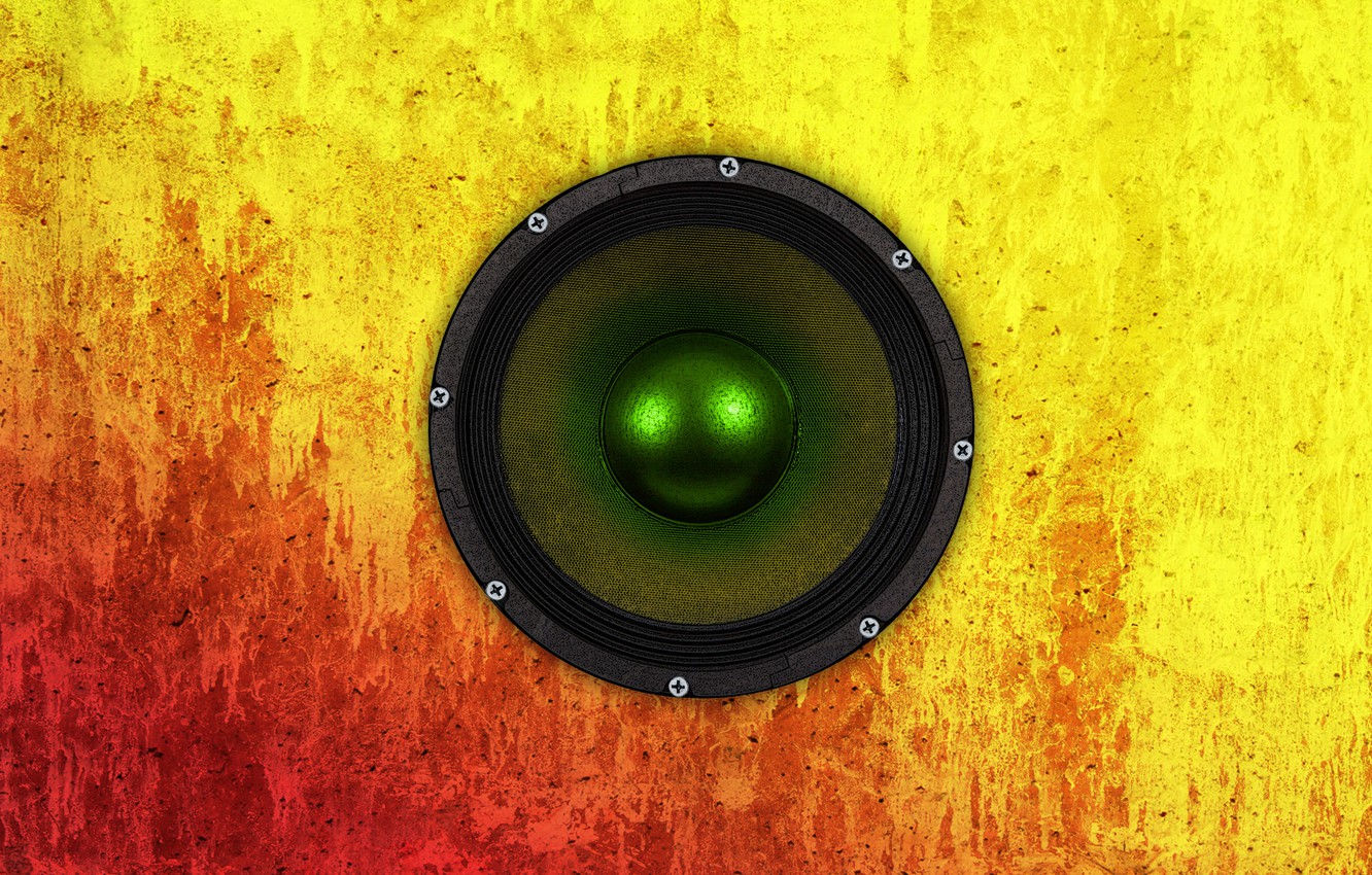 Photo Wallpaper Color, Yellow, Red, Concrete, Speaker