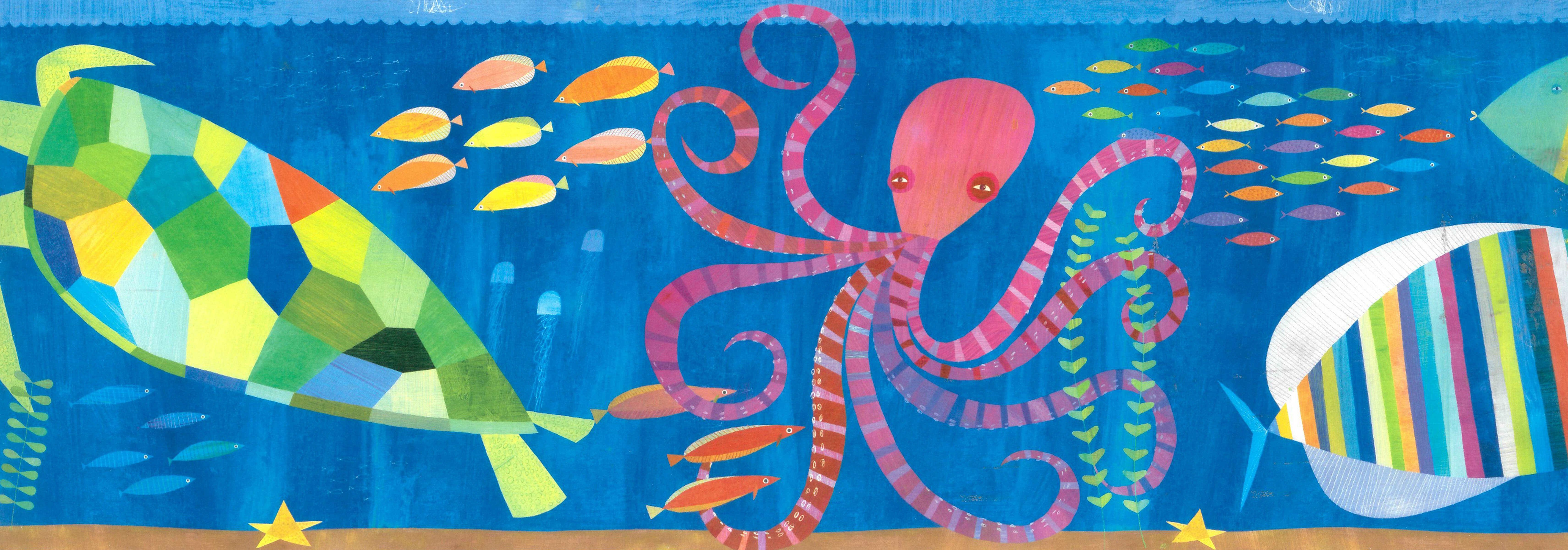 Zoomie Kids Tryon Kids Rainbow Turtle Octopus Fish 15' L x 6 W Wallpaper Border