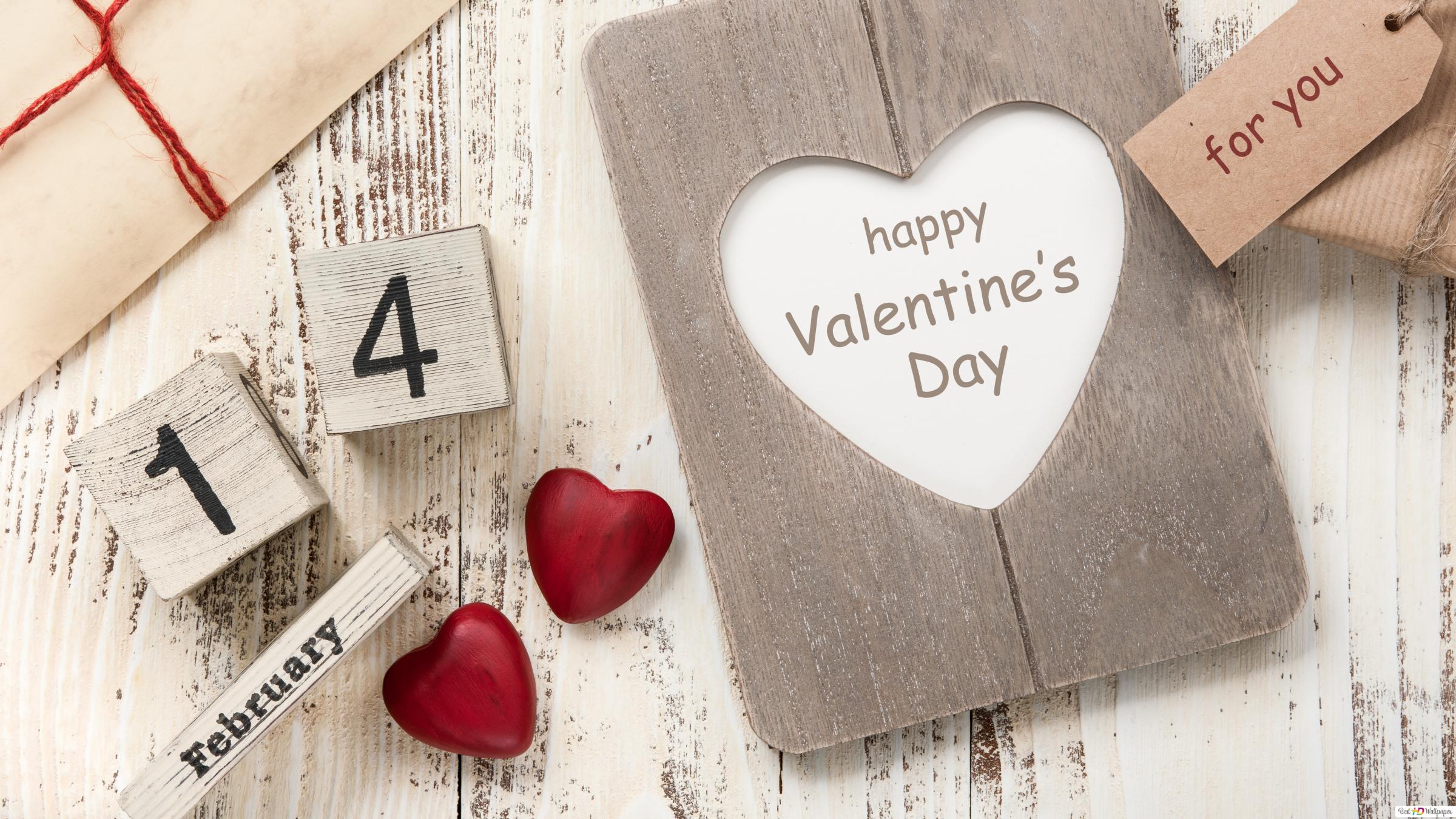 February Valentines cards and gifts ready in a white rustic plank HD wallpaper download's Day wallpaper