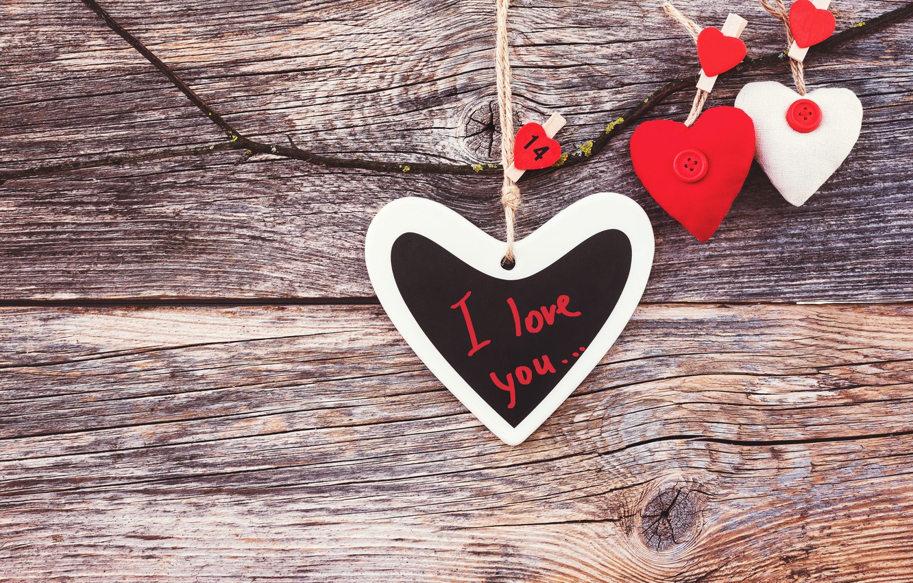 Wallpaper love, hearts, love, I love you, wood, romantic, hearts, valentine's day image for desktop, section настроения