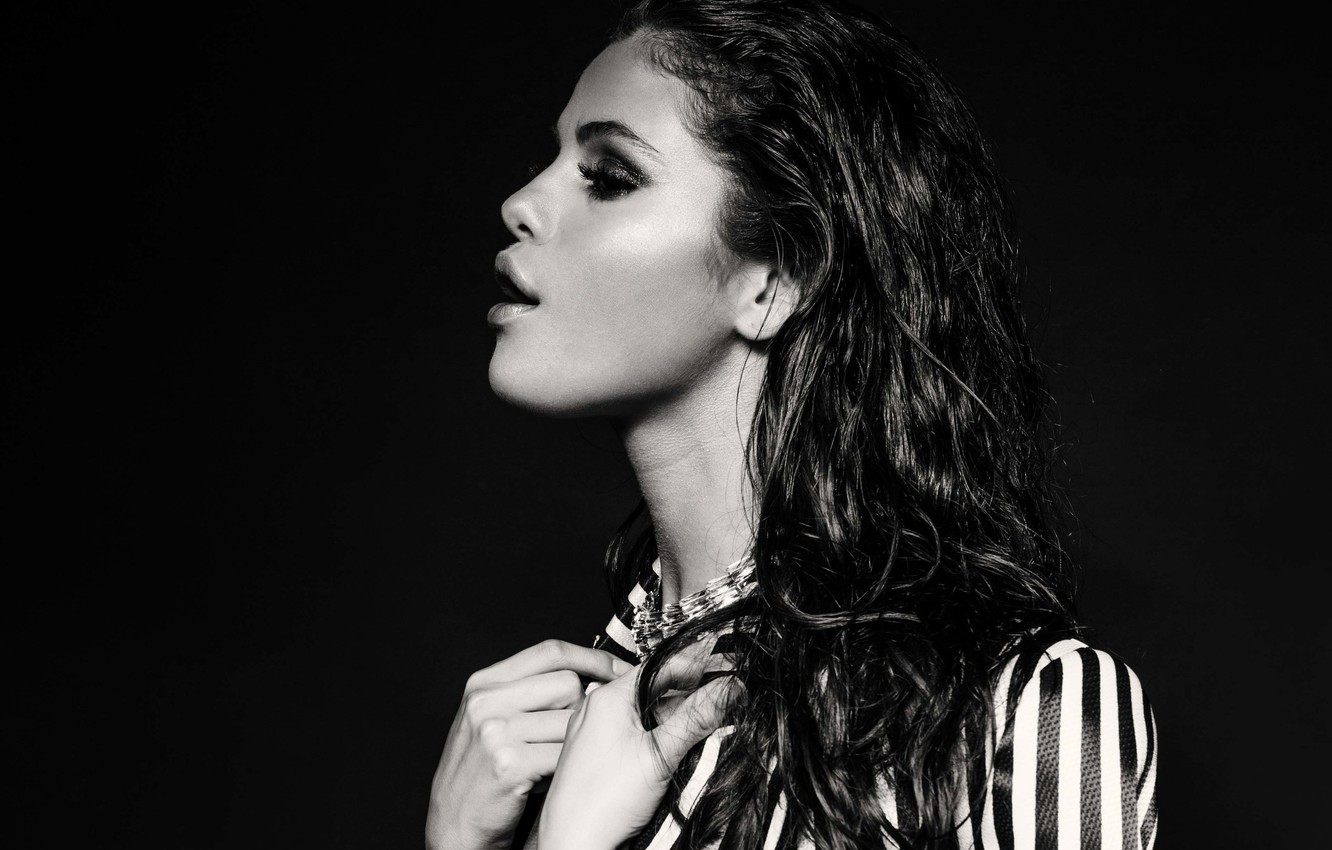Wallpaper profile, black and white, Selena Gomez image for desktop, section девушки