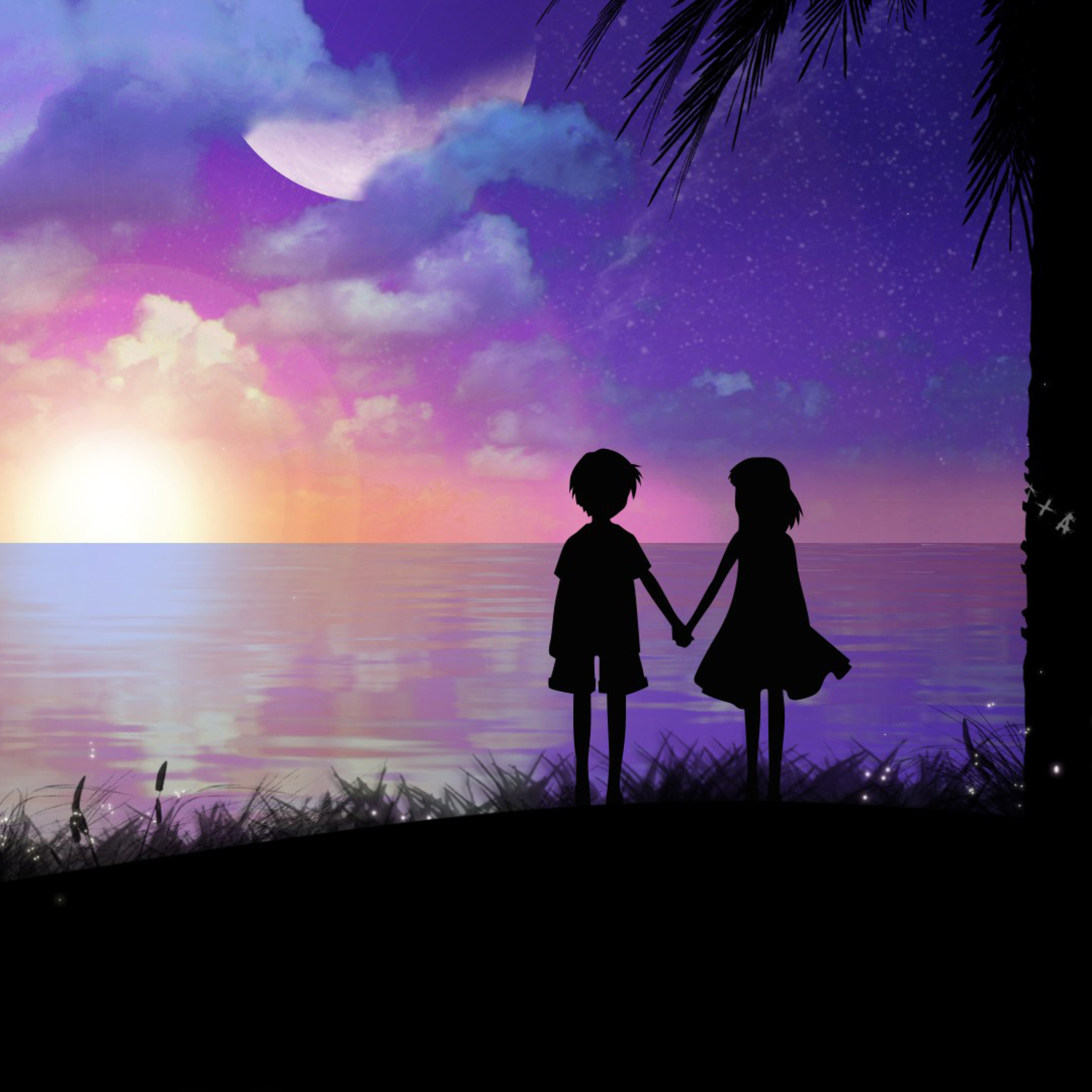 Holding Hands At Sunset Wallpaper for iPad 3