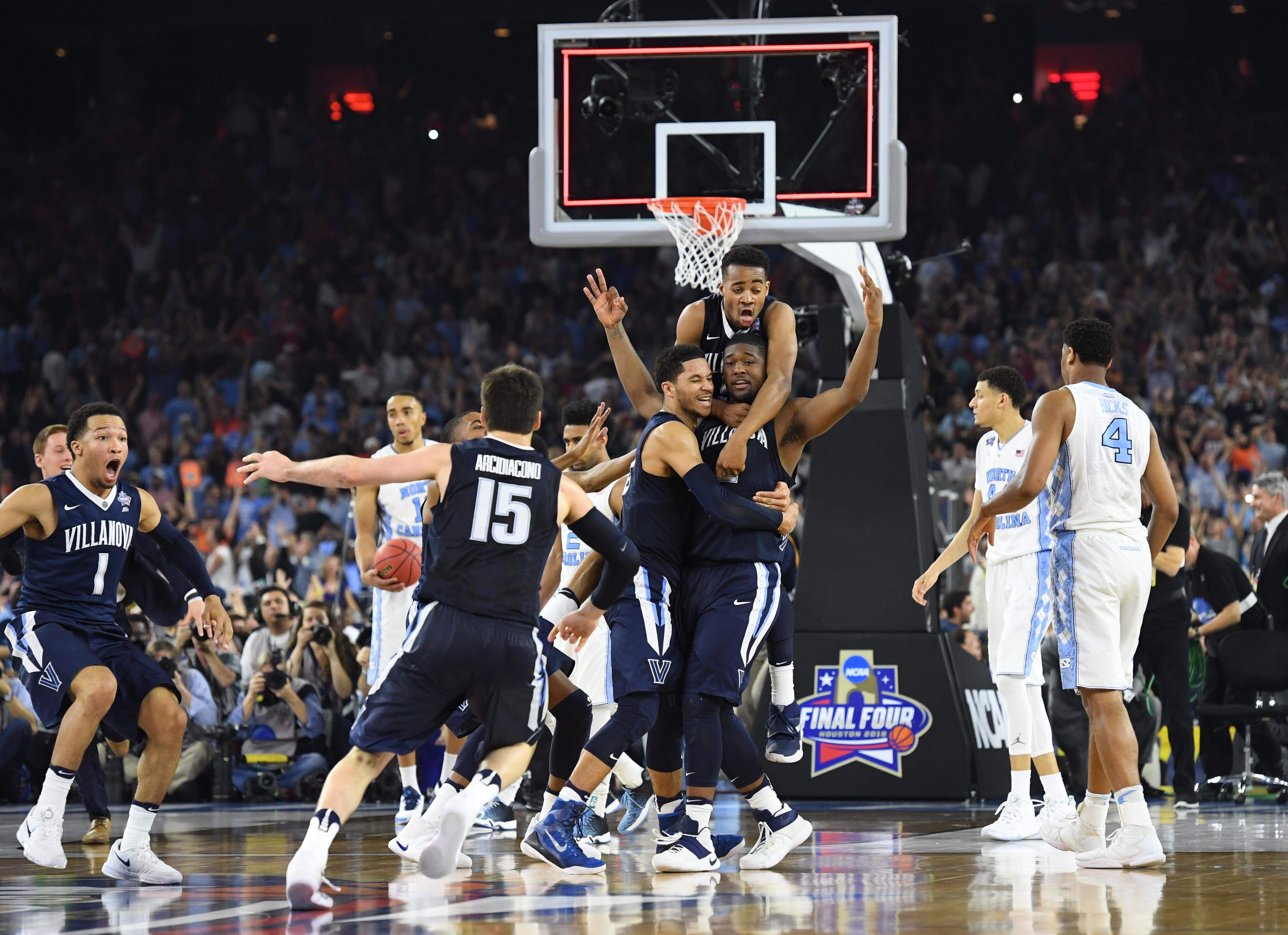 Villanova Wildcats Forward Kris Jenkins Celebrates Buzzer Beater