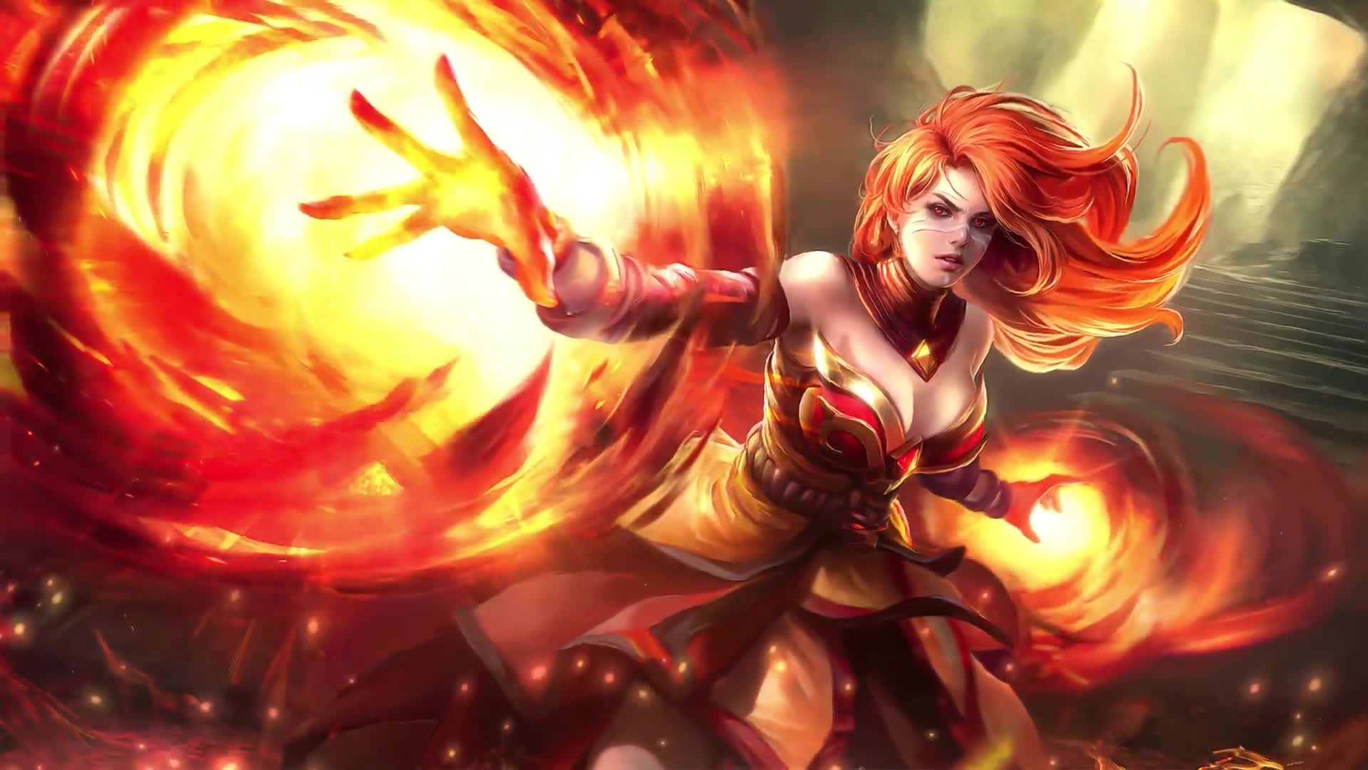 Lina on Fire Dota 2 at 4K Quality Desktop Wallpaper
