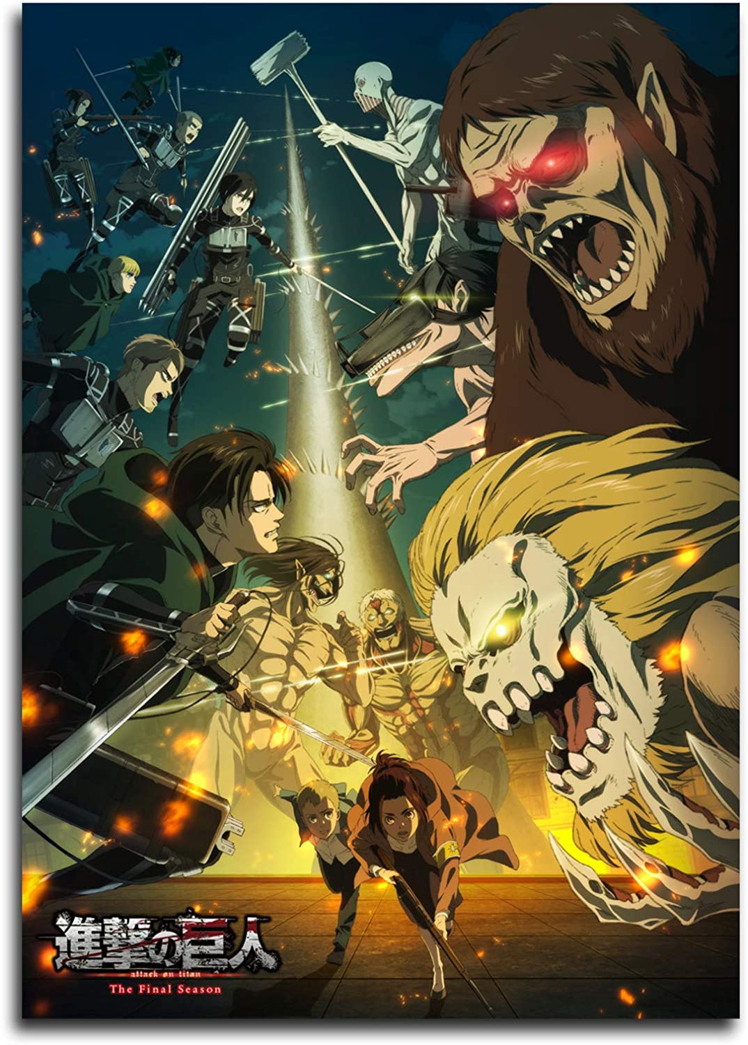 Anime Attack on Titan Final Season 4 Poster Canvas Wall Art Posters for Fans Holiday Gifts Home Decor SANTA RONA(20 x 30inch, Framed): Posters & Prints