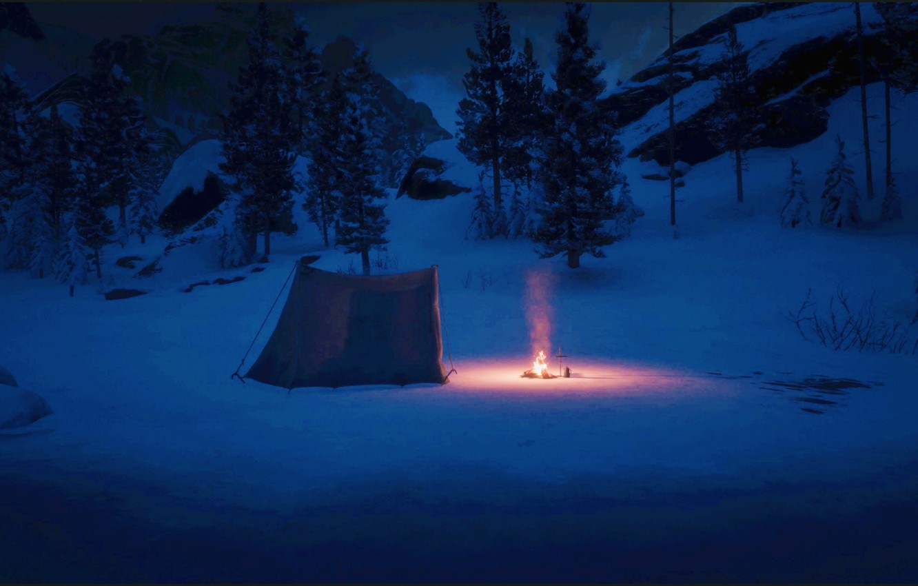 Wallpaper HDR, Fire, Winter, Mountain, Night, Game, Camp, UHD, 4K, Red Dead Redemption 2, Xbox One X, RDR2, photography by Tom image for desktop, section игры