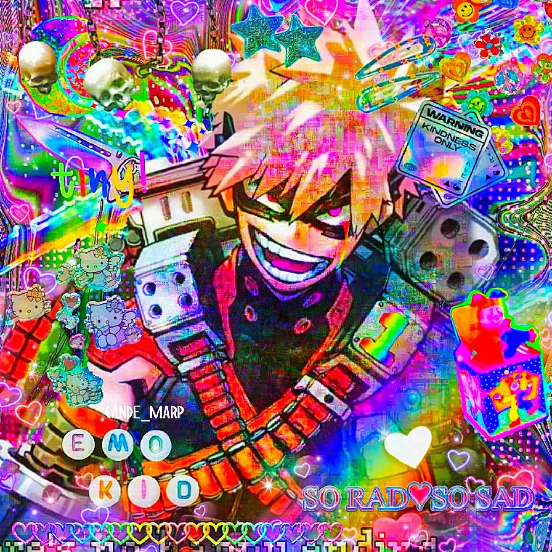 Bakugou edit kidcore. Glitchcore wallpaper, Aesthetic anime, Anime child