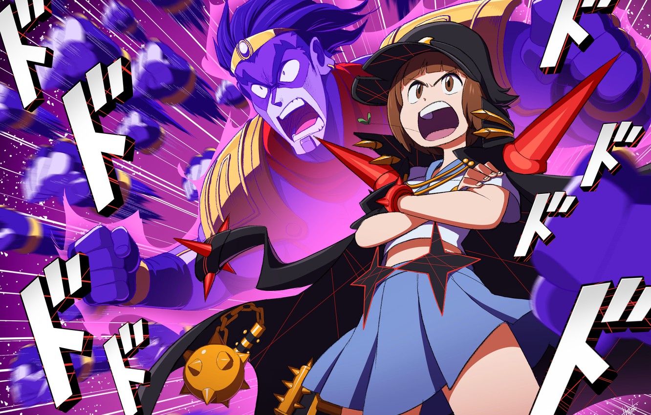 Wallpaper Crossover, Kill La Kill, Jojo's Bizarre Adventure, Smash Slash, Mako Mankanshoku, The Incredible Adventures Of Jojo, Ira Gamagoori image for desktop, section сёнэн