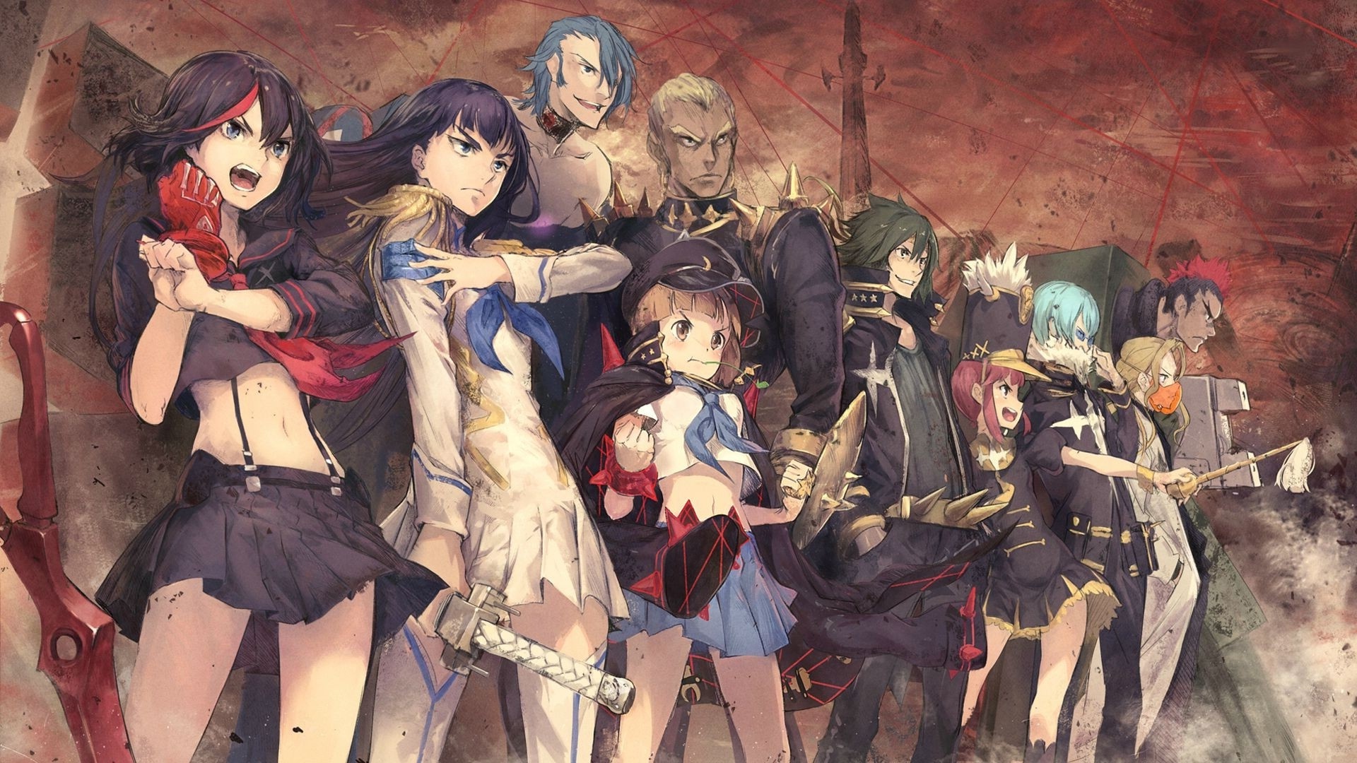 Wallpaper Matoi Ryuuko, Kill La Kill, Kiryuin Satsuki, Jakuzure Nonon, Mako Mankanshoku:1920x1080