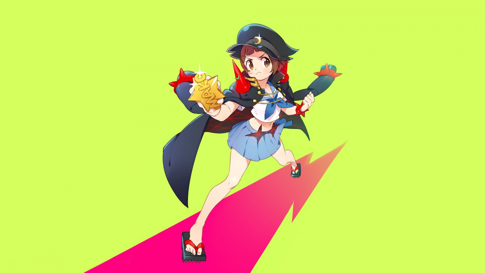 Download Cute, anime girl, Mako Mankanshoku, minimal wallpaper, 1600x900, Widescreen 16:9, Widescreen