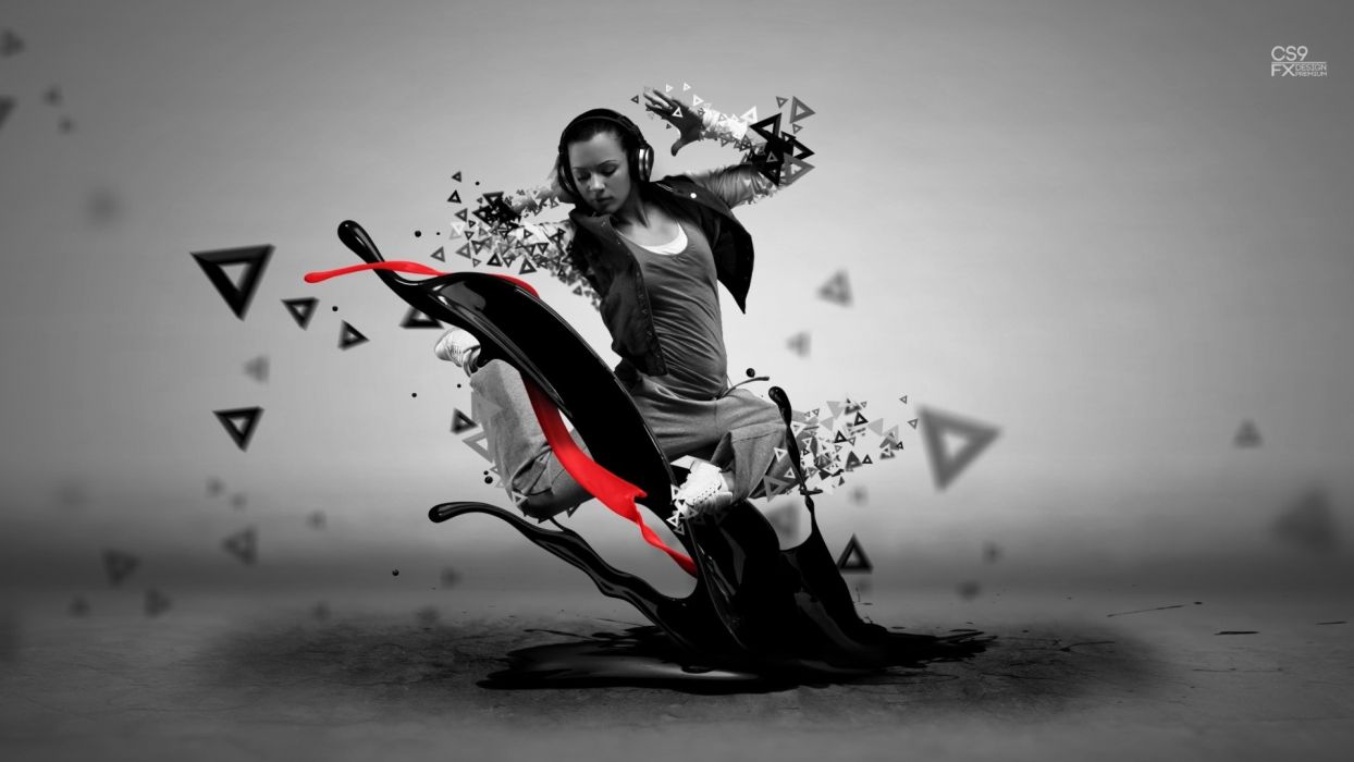 Headphones women design digital art artwork visual wallpaperx1080