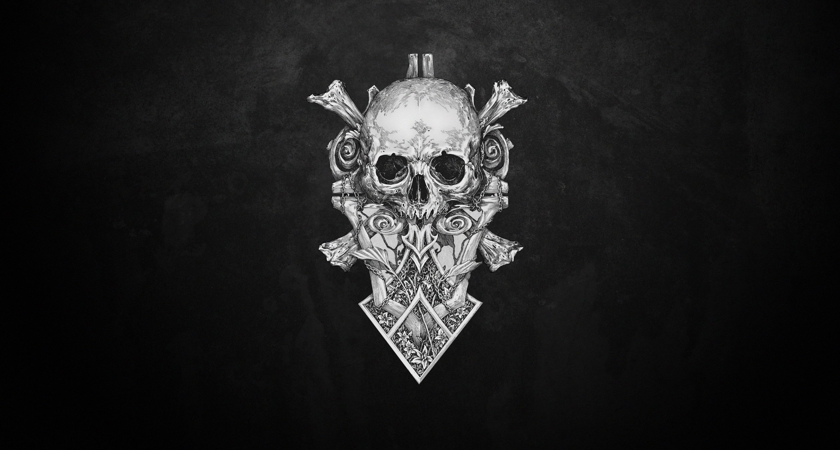 Skull Monochrome Dark Art, HD Artist, 4k Wallpaper, Image, Background, Photo and Picture