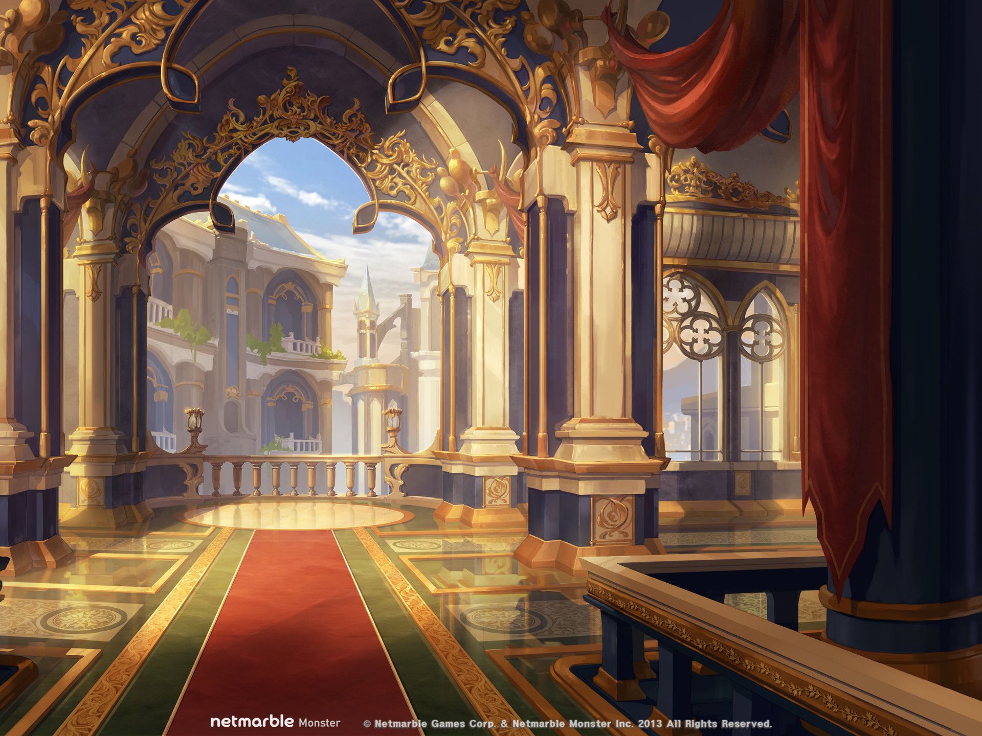 Castle interior (monster's taming game work), Da som Hyun. Castles interior, Fantasy castle, Fantasy landscape