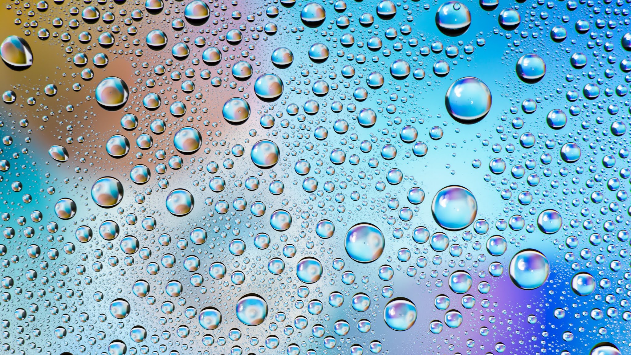 Wallpaper Wet Glass, Drops, Bubbles, Macro