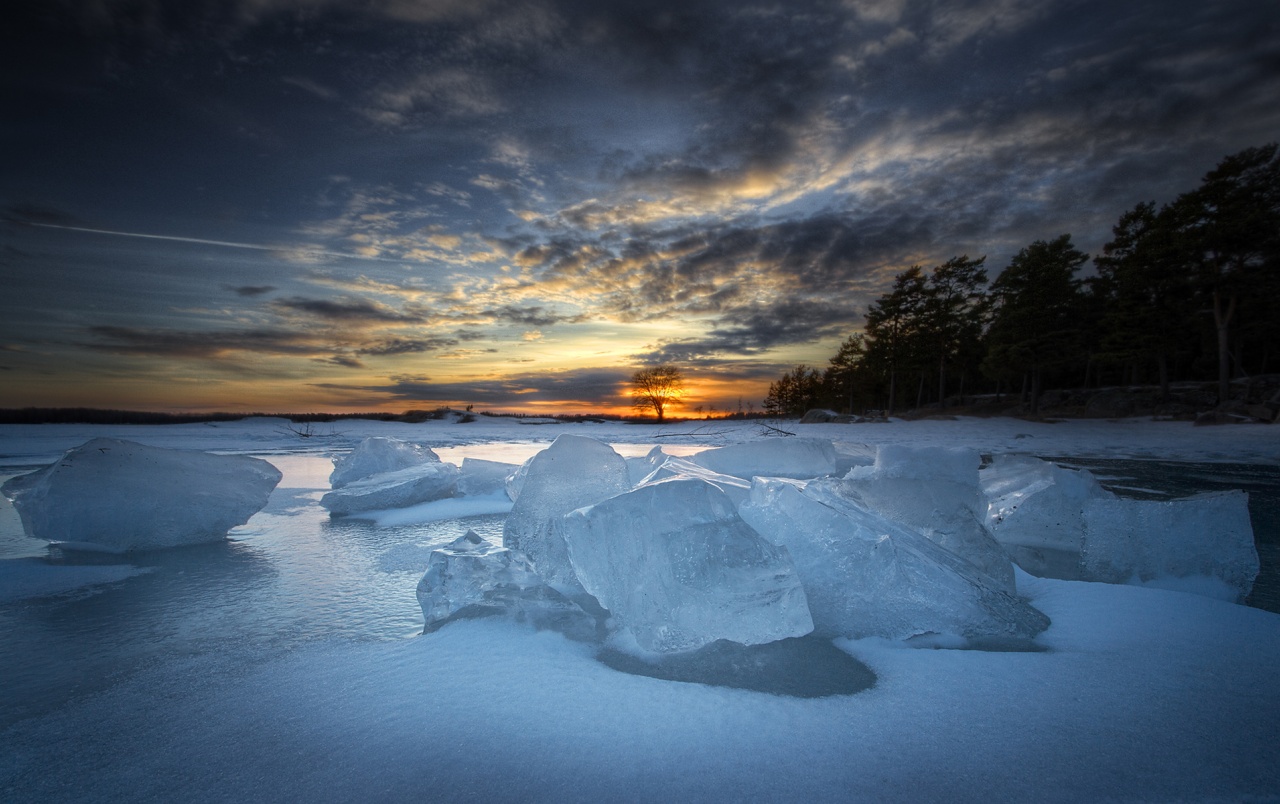 Ice Sunset & Winter Lake wallpaper. Ice Sunset & Winter Lake