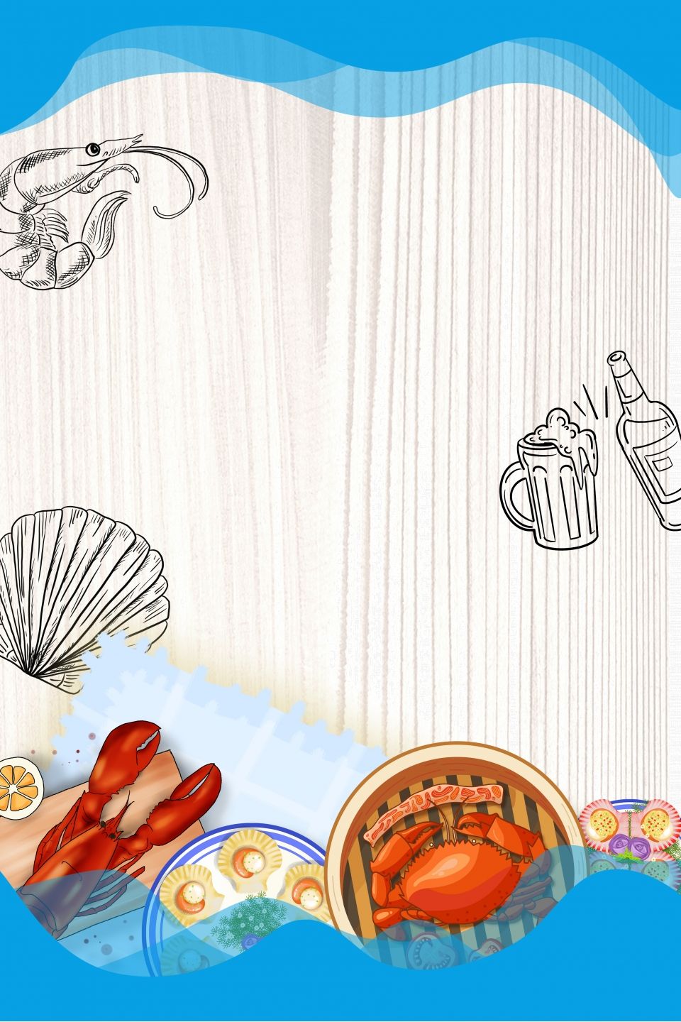 Gourmet Seafood Buffet Promotion Poster Background. Seafood buffet, Seafood art, Food poster design