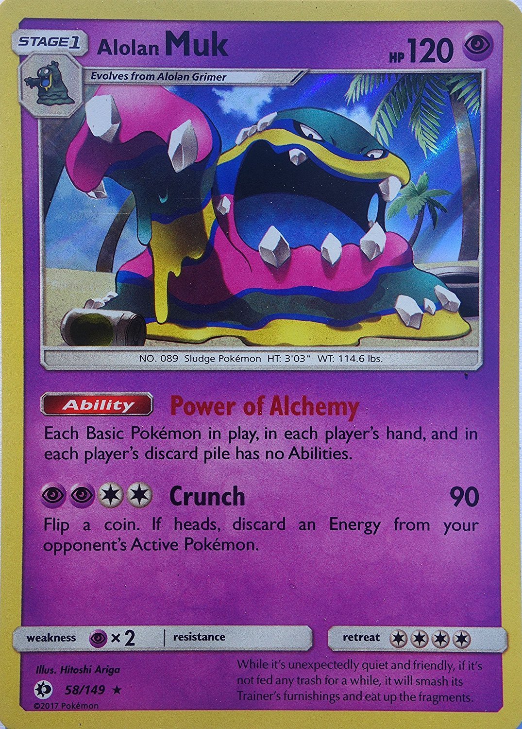 POKEMON, SUN&MOON, 4X Alolan MUK 58 149, REVERSE HOLO RARE, MINT By Unbranded