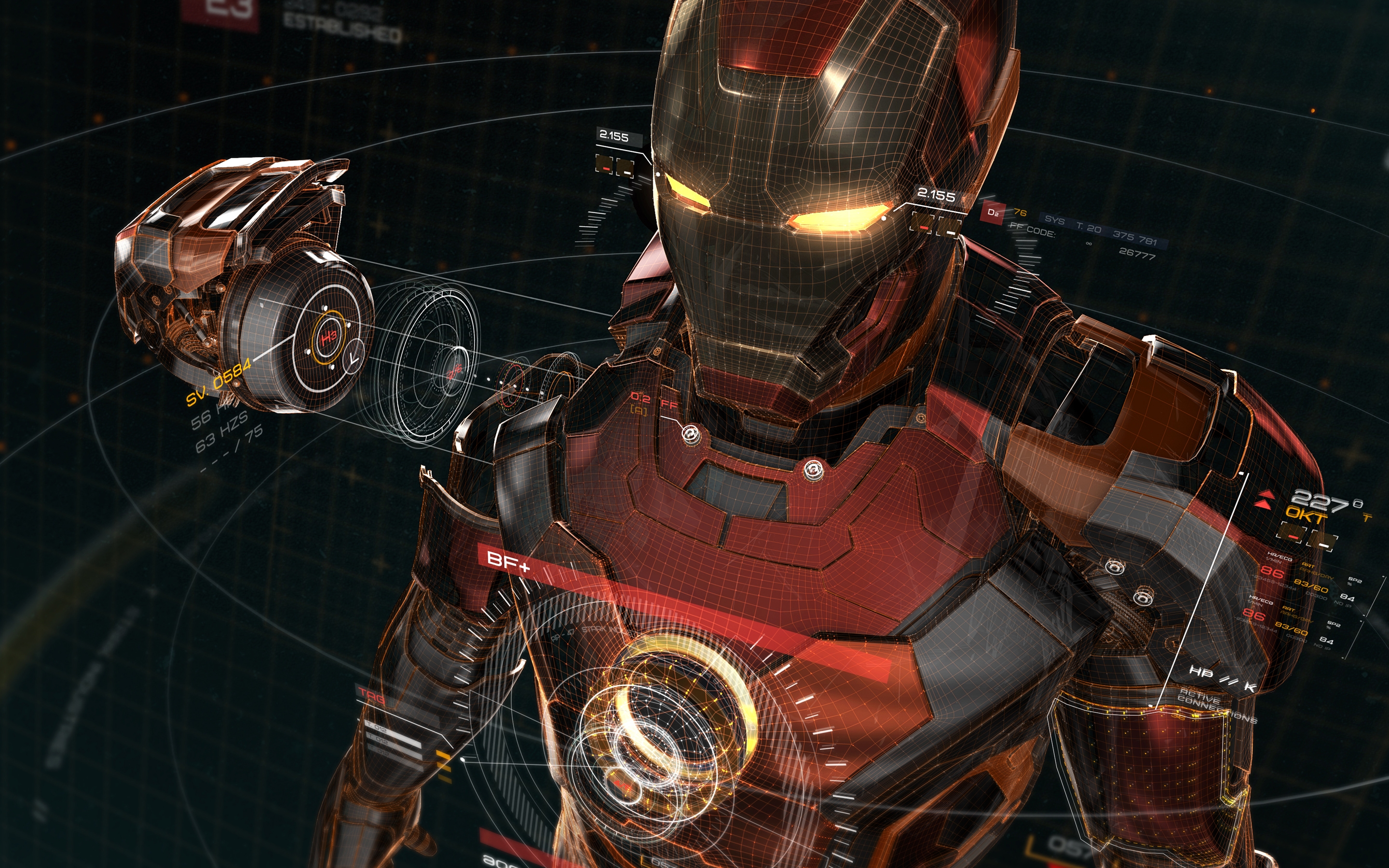 Download 2880x1800 Iron Man, Sci Fi, Nano Suit, Artwork, Interface Wallpaper For MacBook Pro 15 Inch