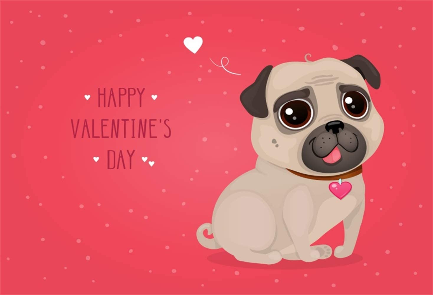 Amazon.com, Laeacco 7x5ft Happy Valentine's Day Greeting Card Backdrop Vinyl Cartoon Cute Doggy with Red Heart Bell Illustration Spots Red Background Lovers Couples Portrait Shoot Wedding Proposal Studio