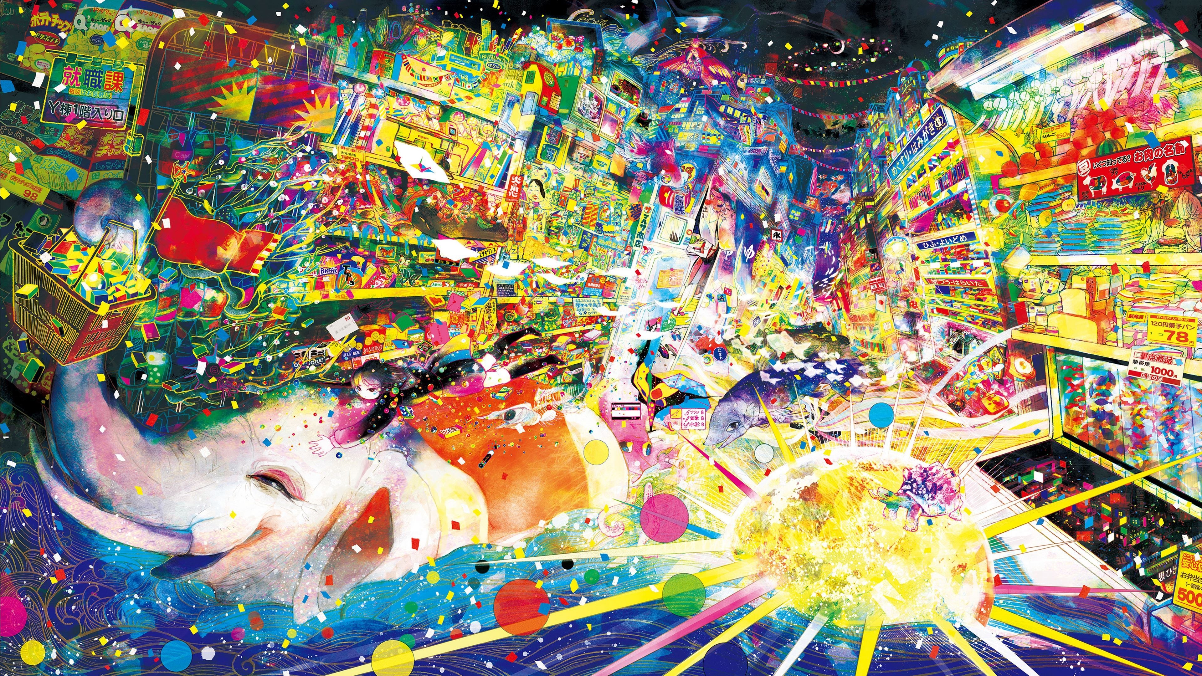 Colorful Abstract Anime Anime Girls Wallpaper:3840x2160