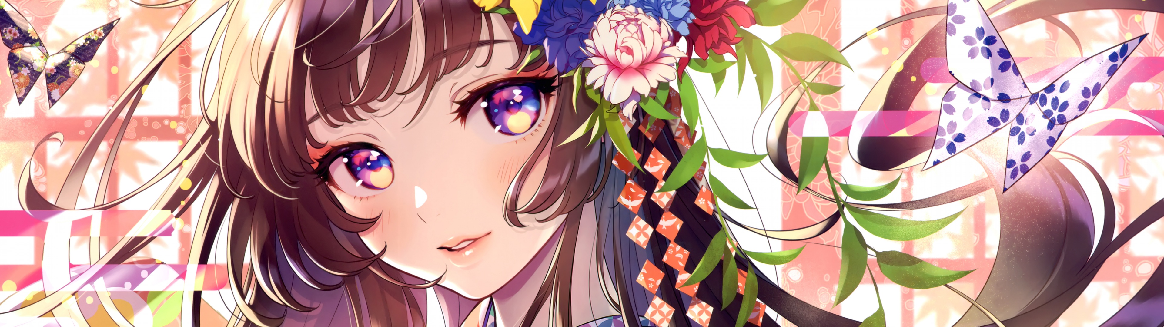 Anime girl Wallpaper 4K, Floral, Colorful, Girly, Magical, 5K, Fantasy