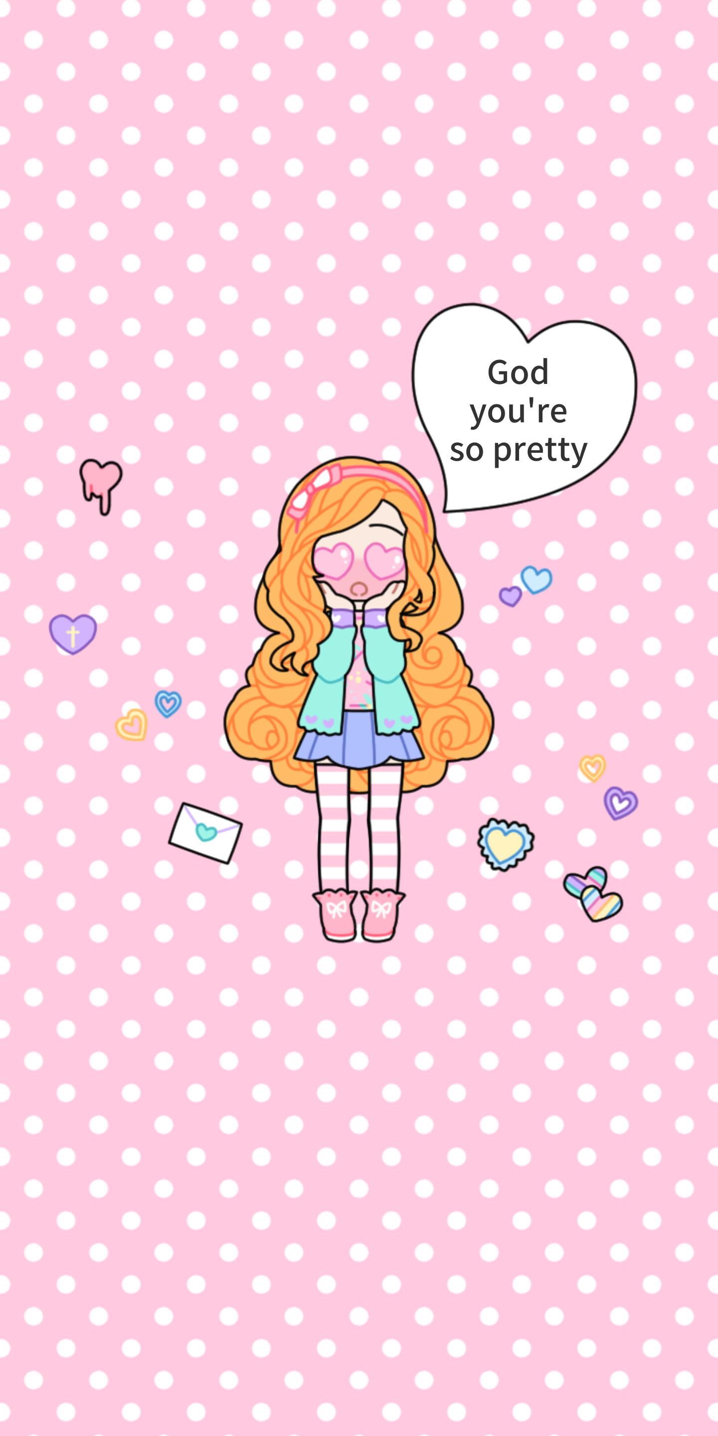 First time posting here! I made her as a cute positive wallpaper for my group chat