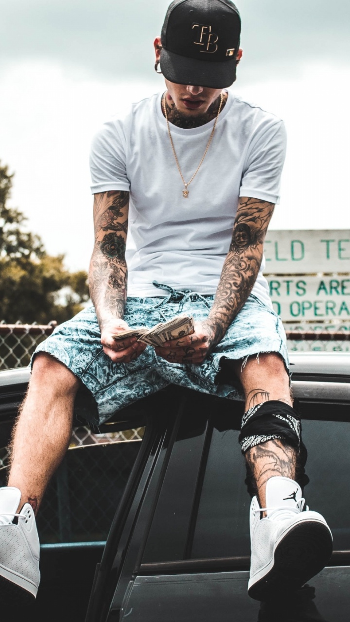 guy, tattoos, money Htc one x wallpaper