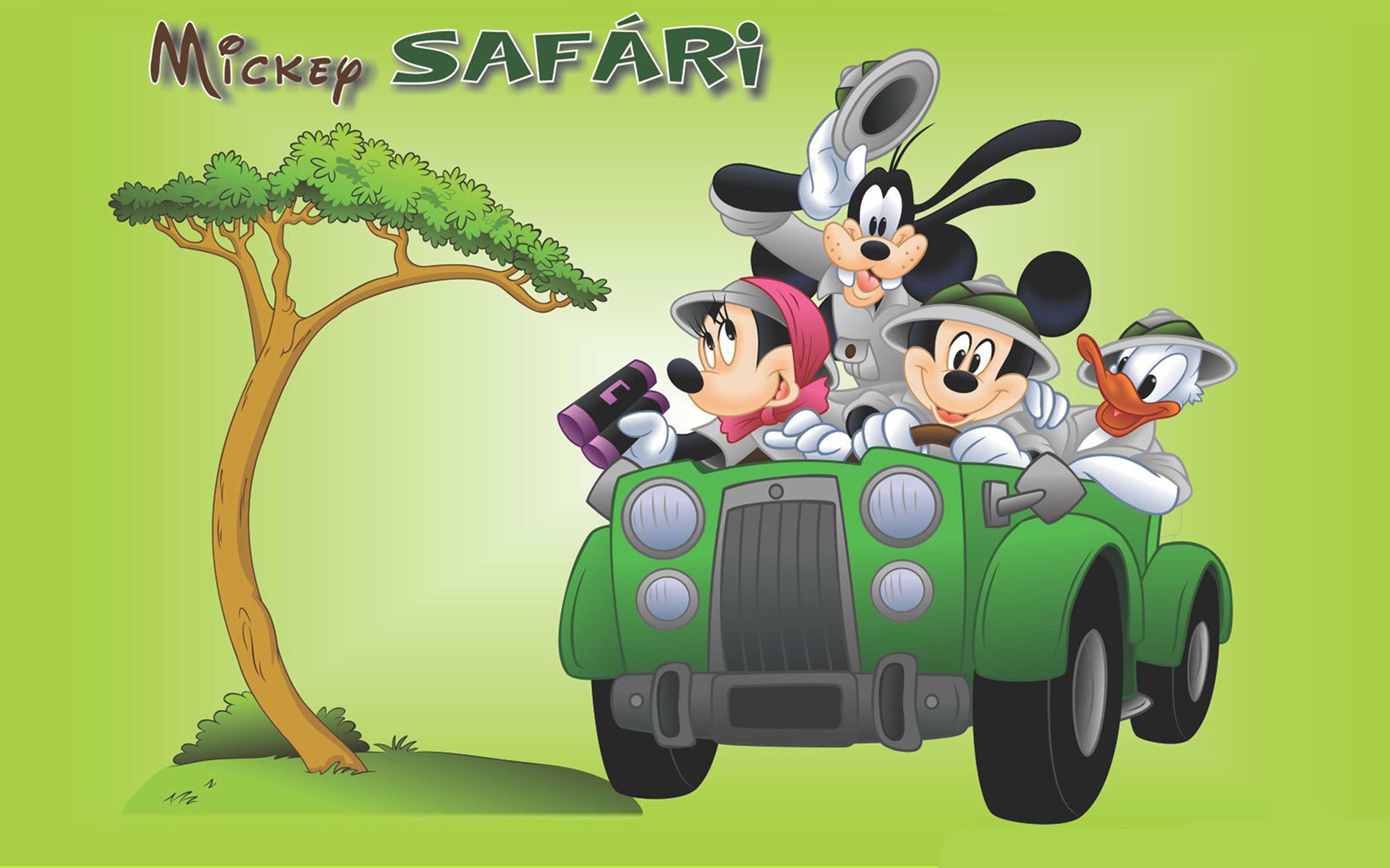 Mickey And Minnie Mouse Donald Duck Goofy Safari Cartoon Wallpaper HD 3840x2400, Wallpaper13.com