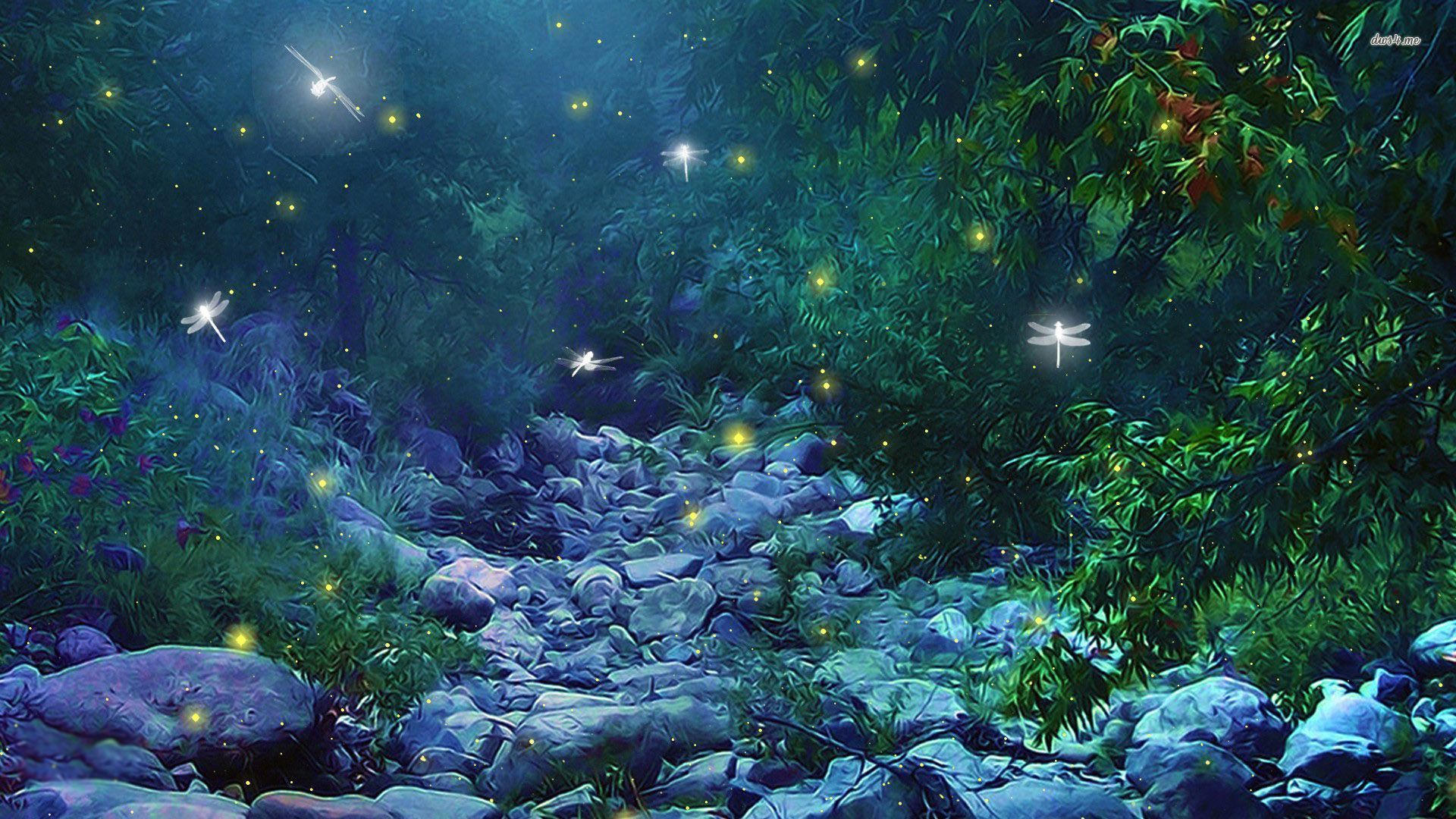 Fireflies in Woods wallpaper wallpaper
